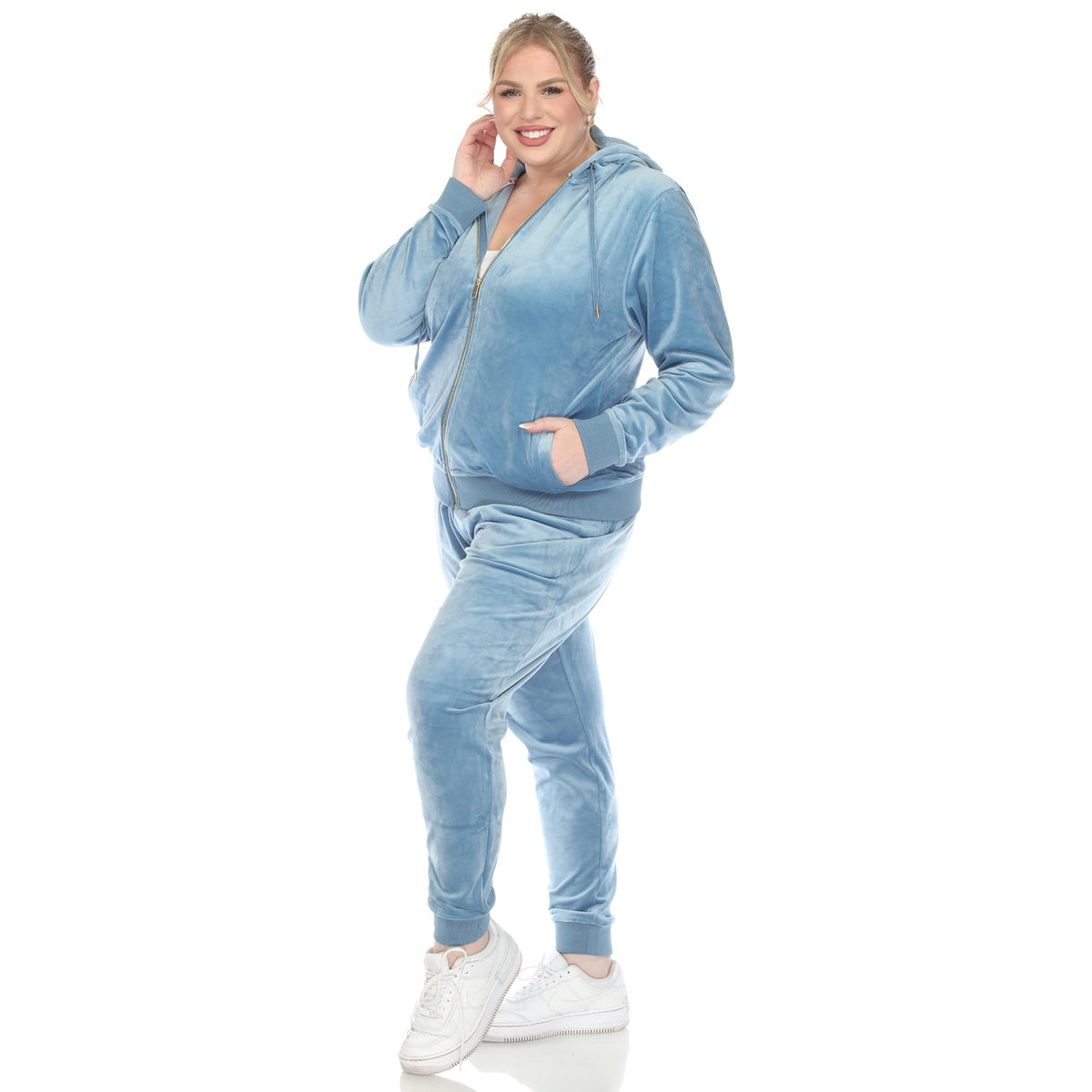  White Mark Plus Size 2 Piece Velour Tracksuit Set - 3X - Bonton