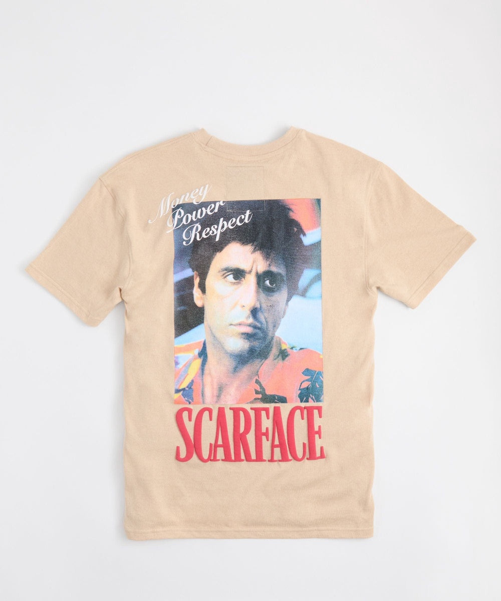  Reason Clothing Scarface Logo Back Print Short Sleeve Tee - KHAKI - Bonton