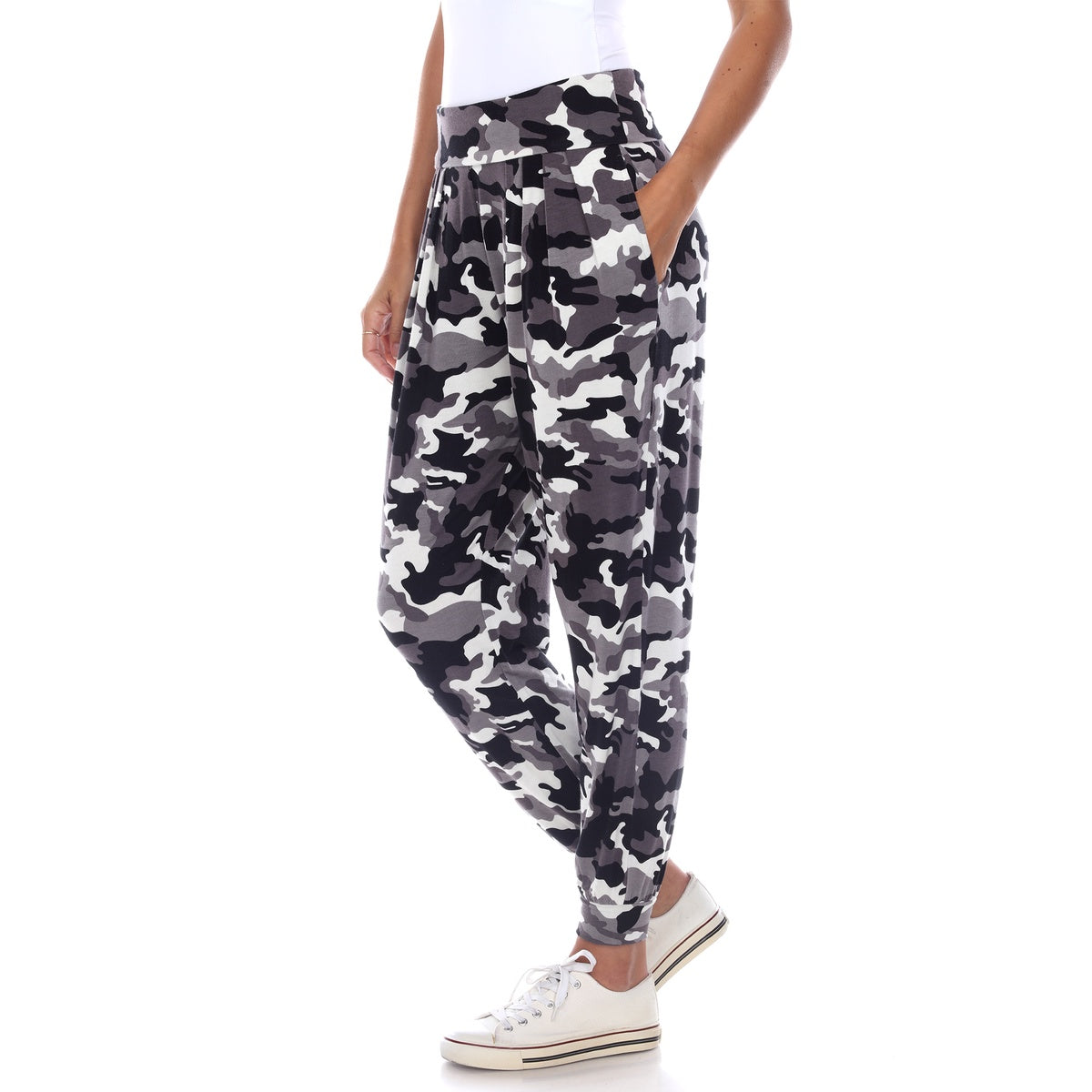  White Mark Camo Harem Pants - L - Bonton