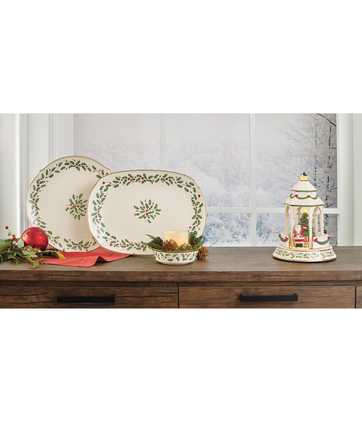  Lenox Holiday Oblong Platter - Ivory - Bonton