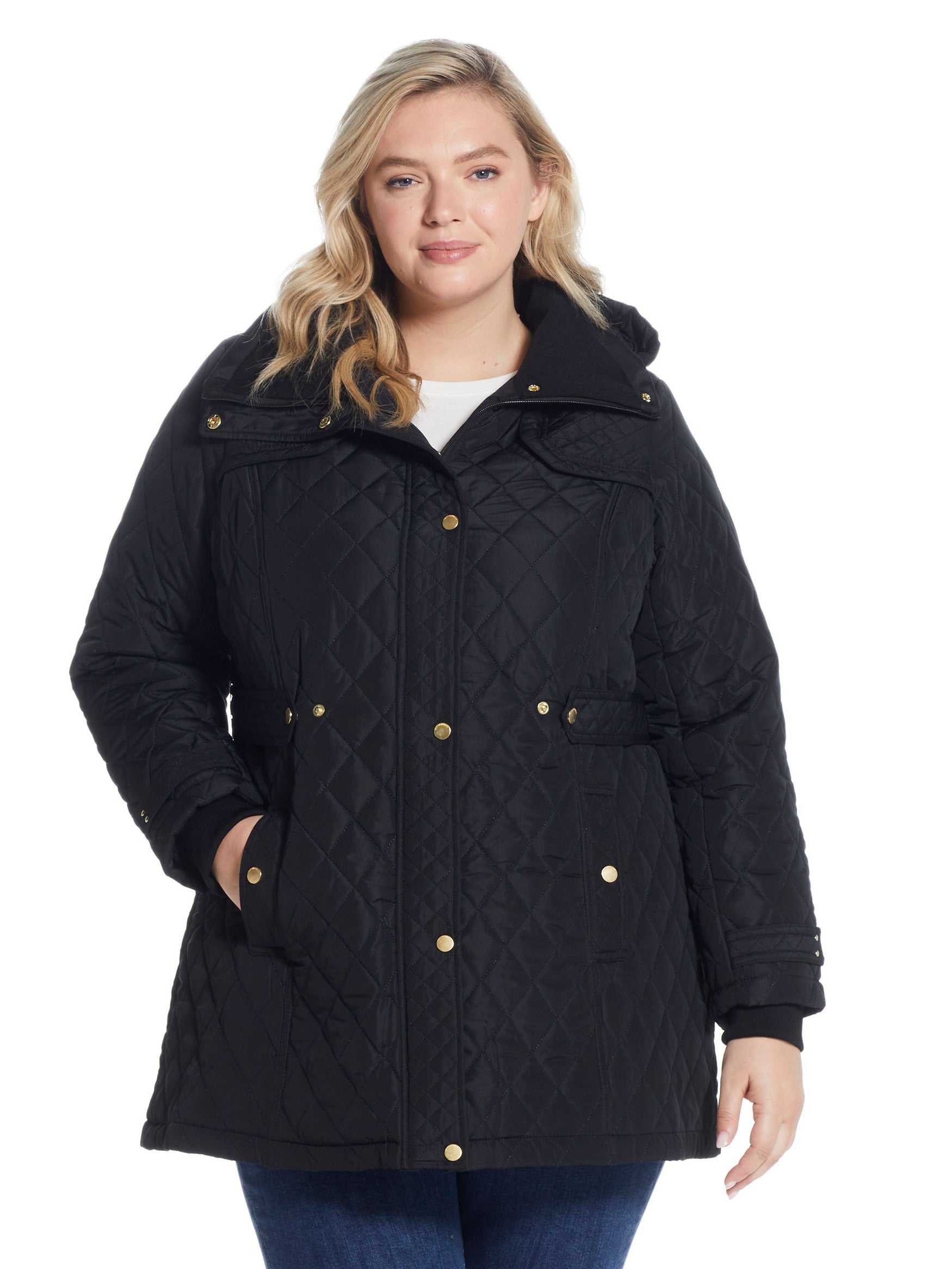  Weatherproof Quilted Hooded Jacket for Women - Black - Bonton