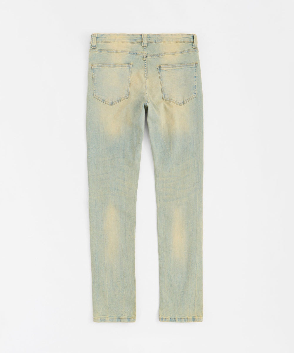  Reason Clothing Skinny Rip and Repair Denim Pants - Light Blue - LIGHT BLUE - Bonton