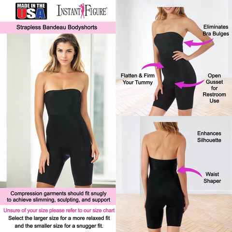 InstantFigure Plus Size Strapless Bandeau Bodyshorts Open Gusset WBS011C
