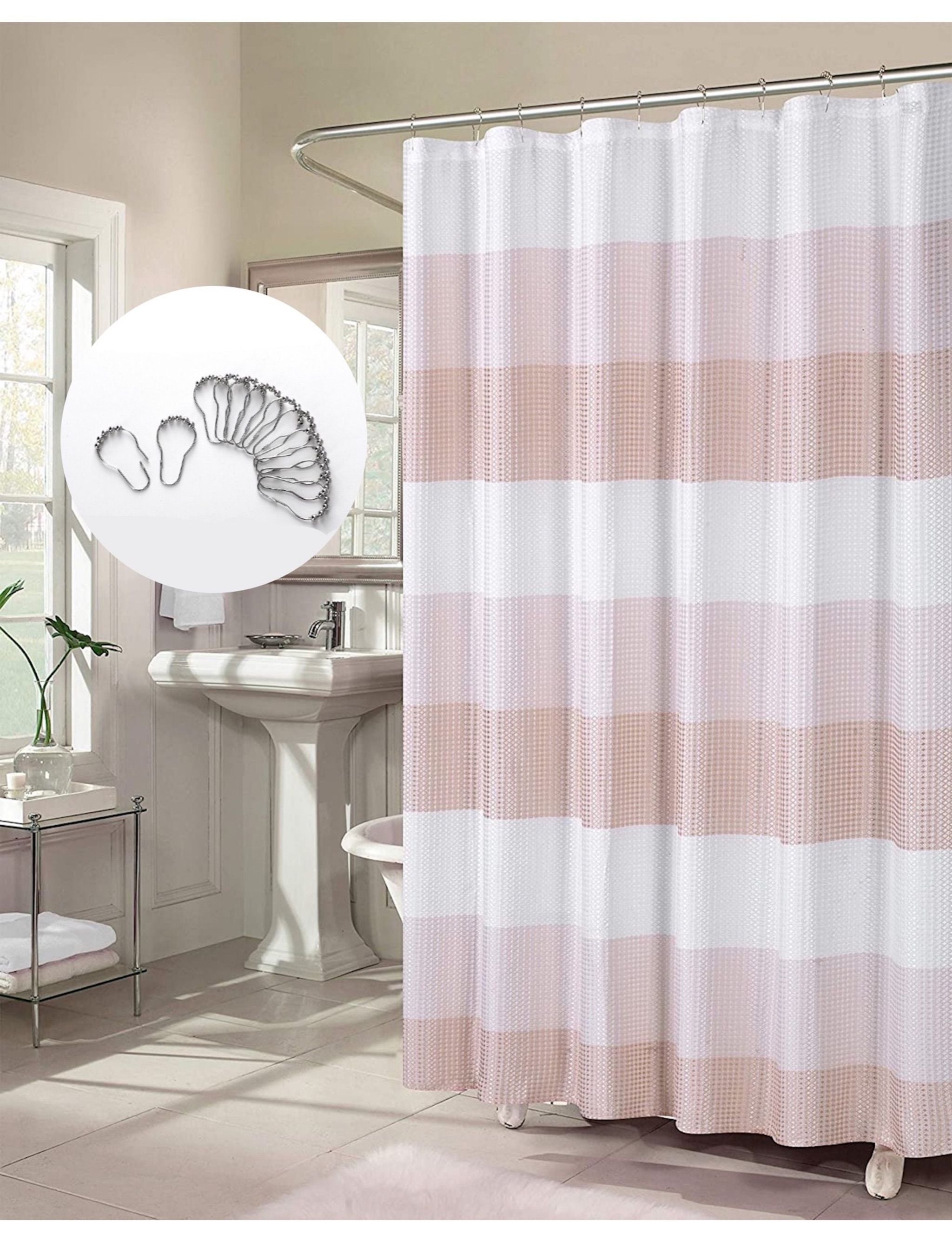  Dainty Home Shades Waffle Shower Curtain 13 Piece Set - Blush - Bonton