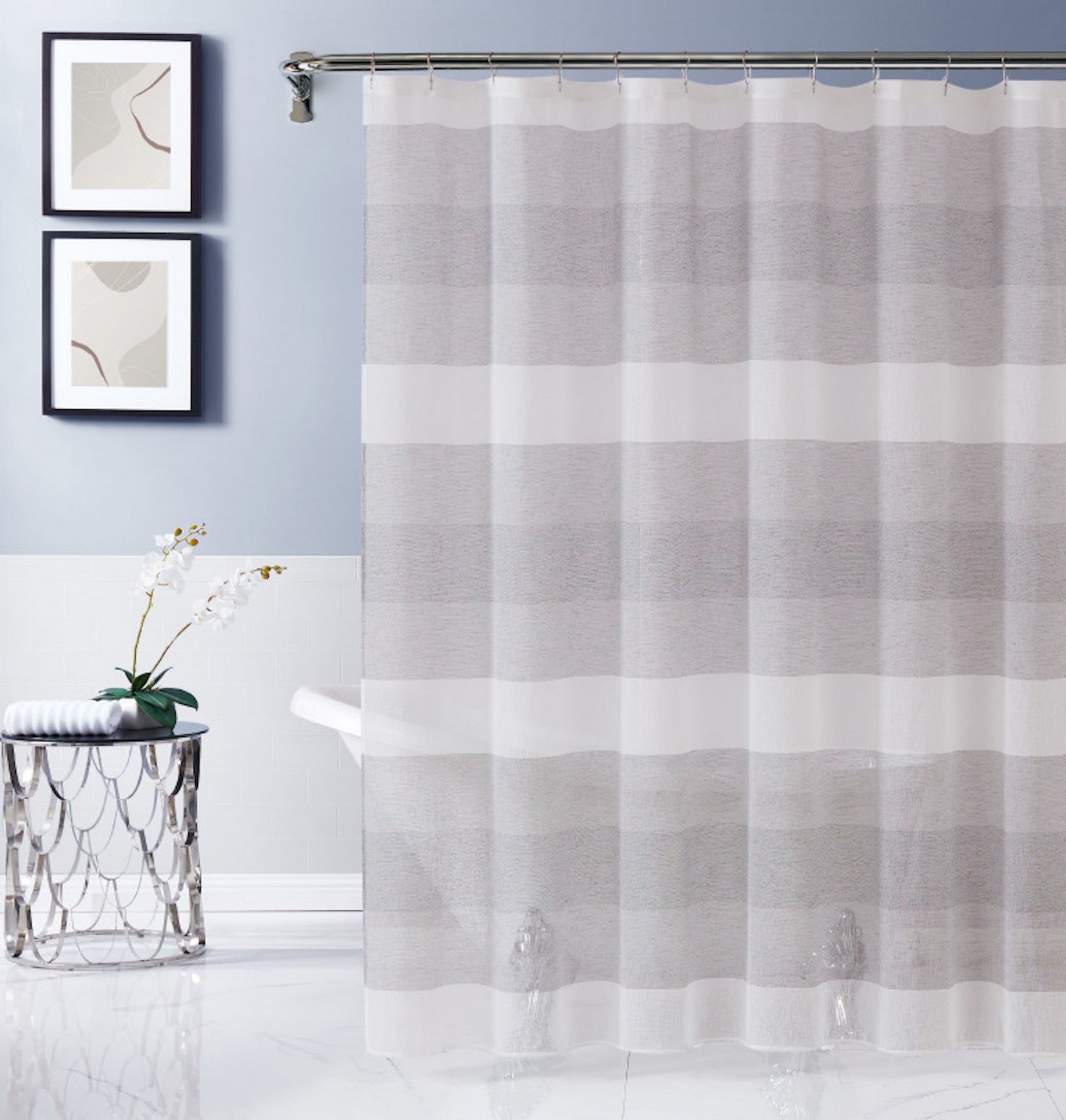  Dainty Home Chelsea Shower Curtain - Silver - Bonton