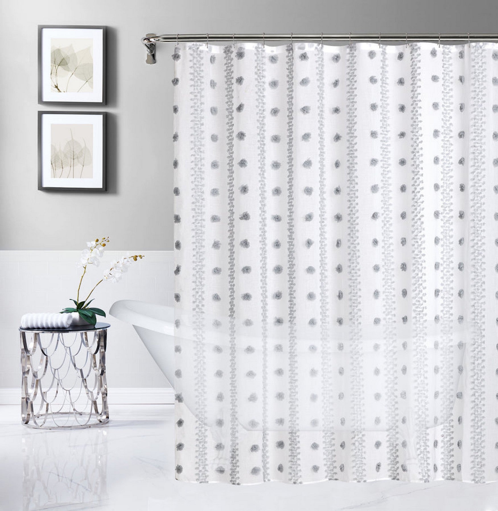  Dainty Home Cloud Shower Curtain - Grey - Bonton