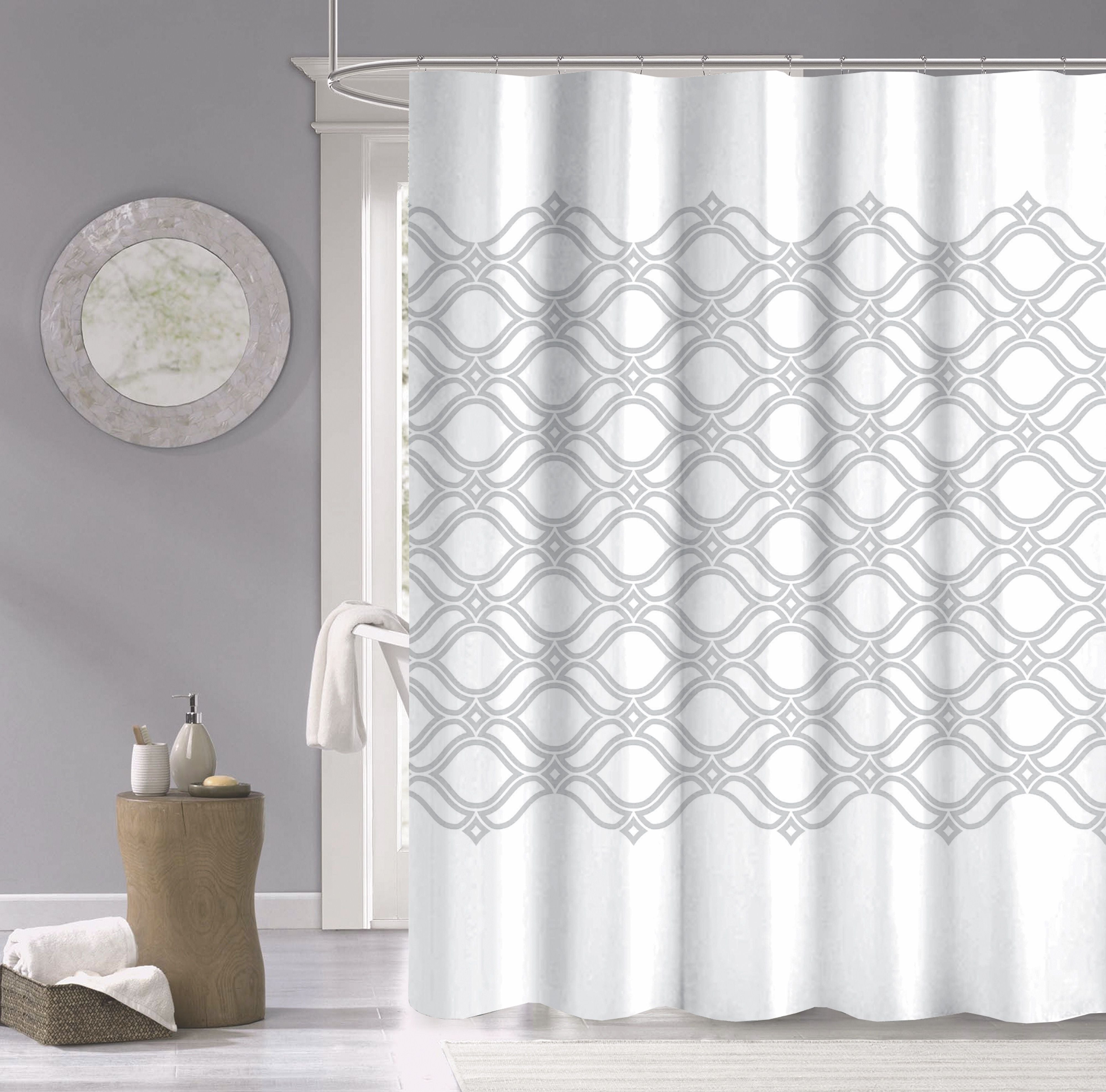  Dainty Home Diamonte Shower Curtain - Silver - Bonton