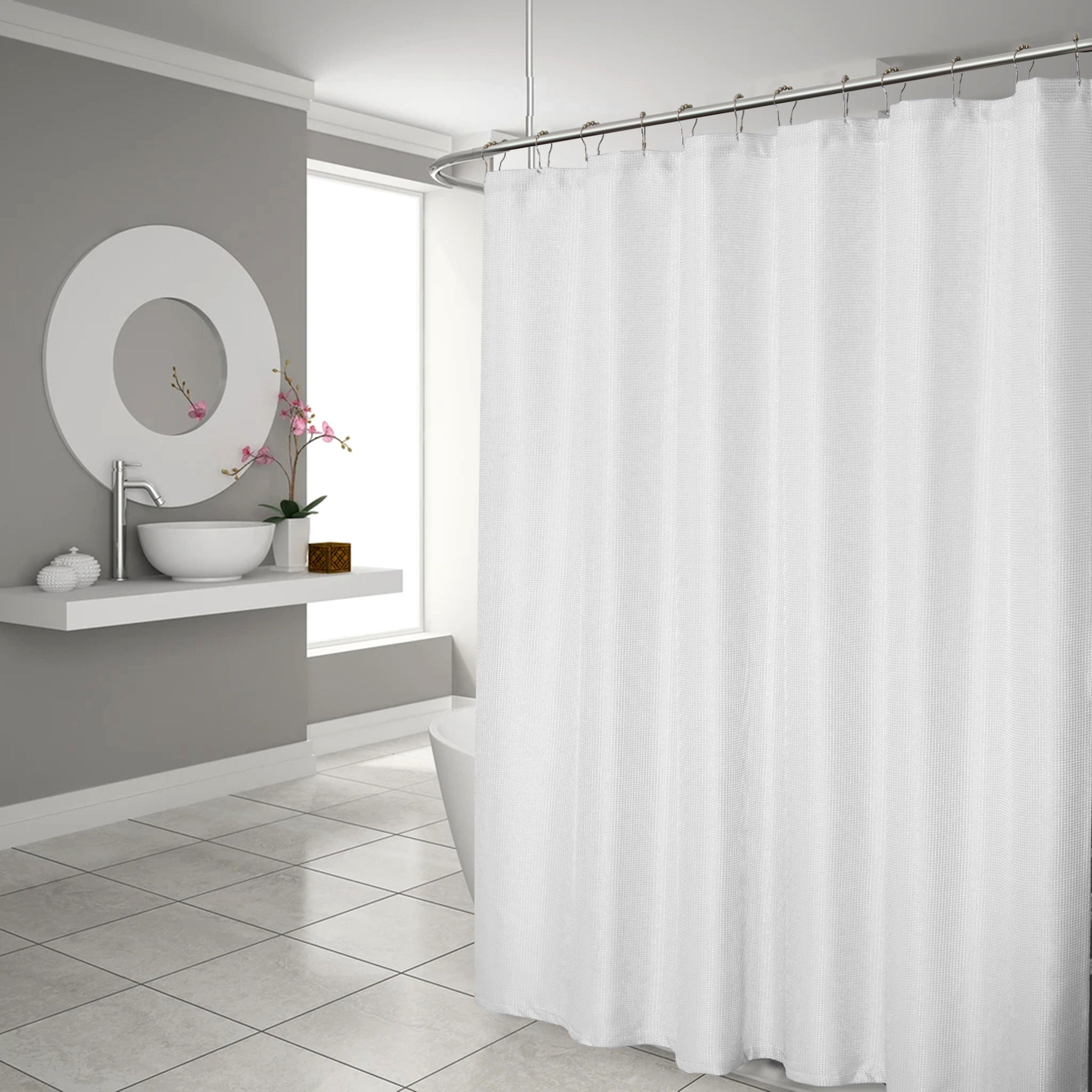  Dainty Home Hotel Collection Waffle Shower Curtain - White - Bonton