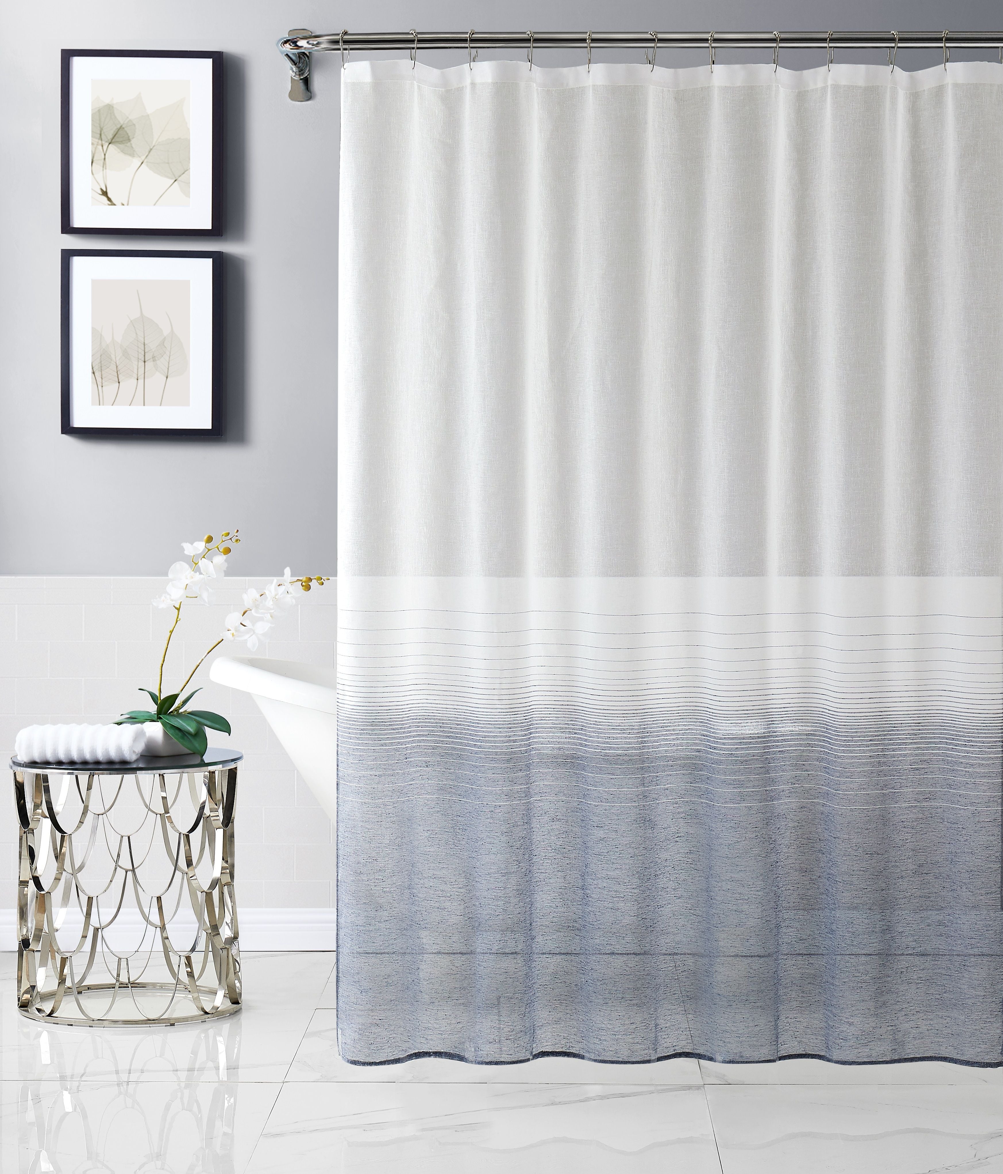  Dainty Home Linea Shower Curtain - Navy - Bonton