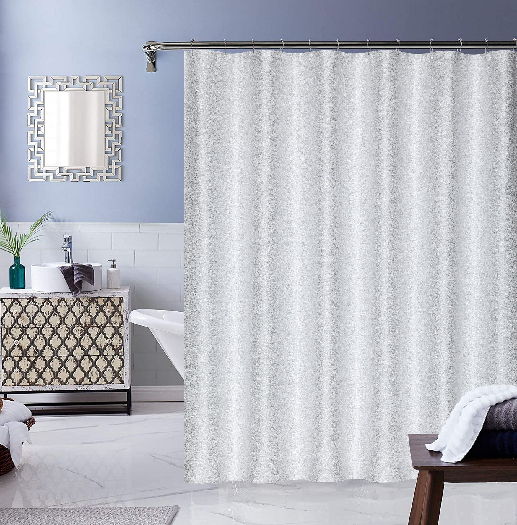  Dainty Home Little Rock Shower Curtain - White - Bonton