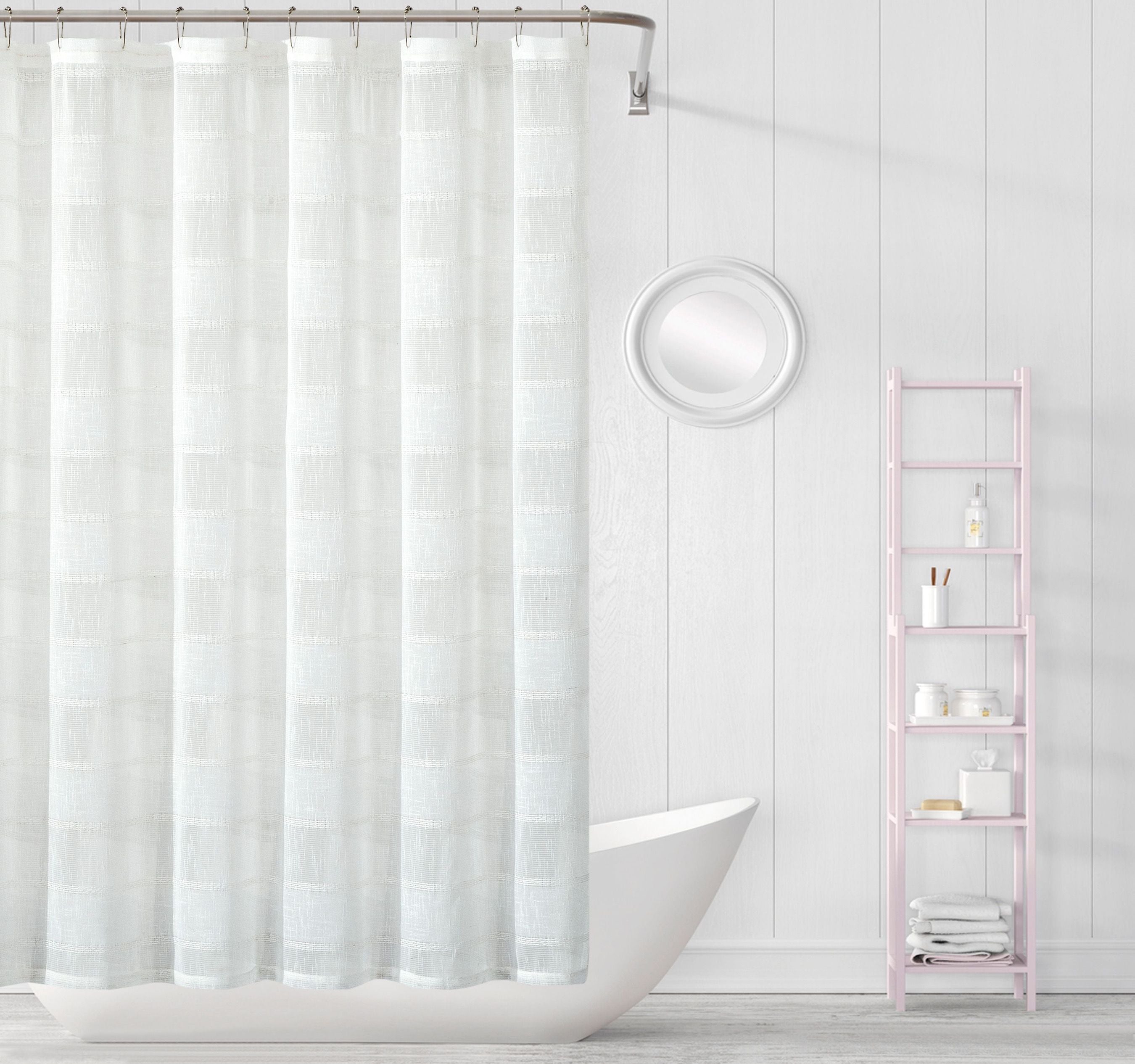  Dainty Home Megan Shower Curtain - White - Bonton