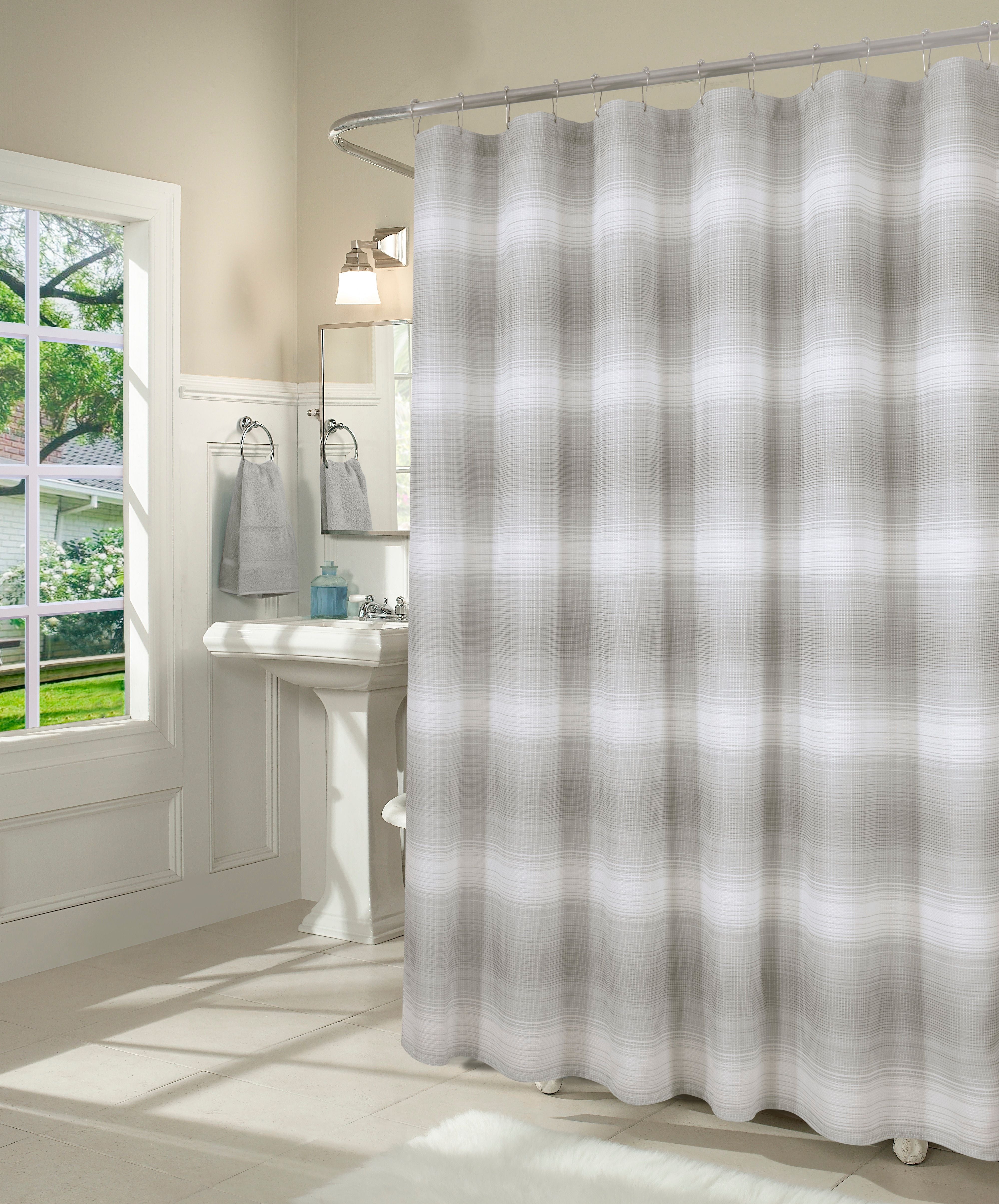  Dainty Home Mirage Shower Curtain - Silver - Bonton