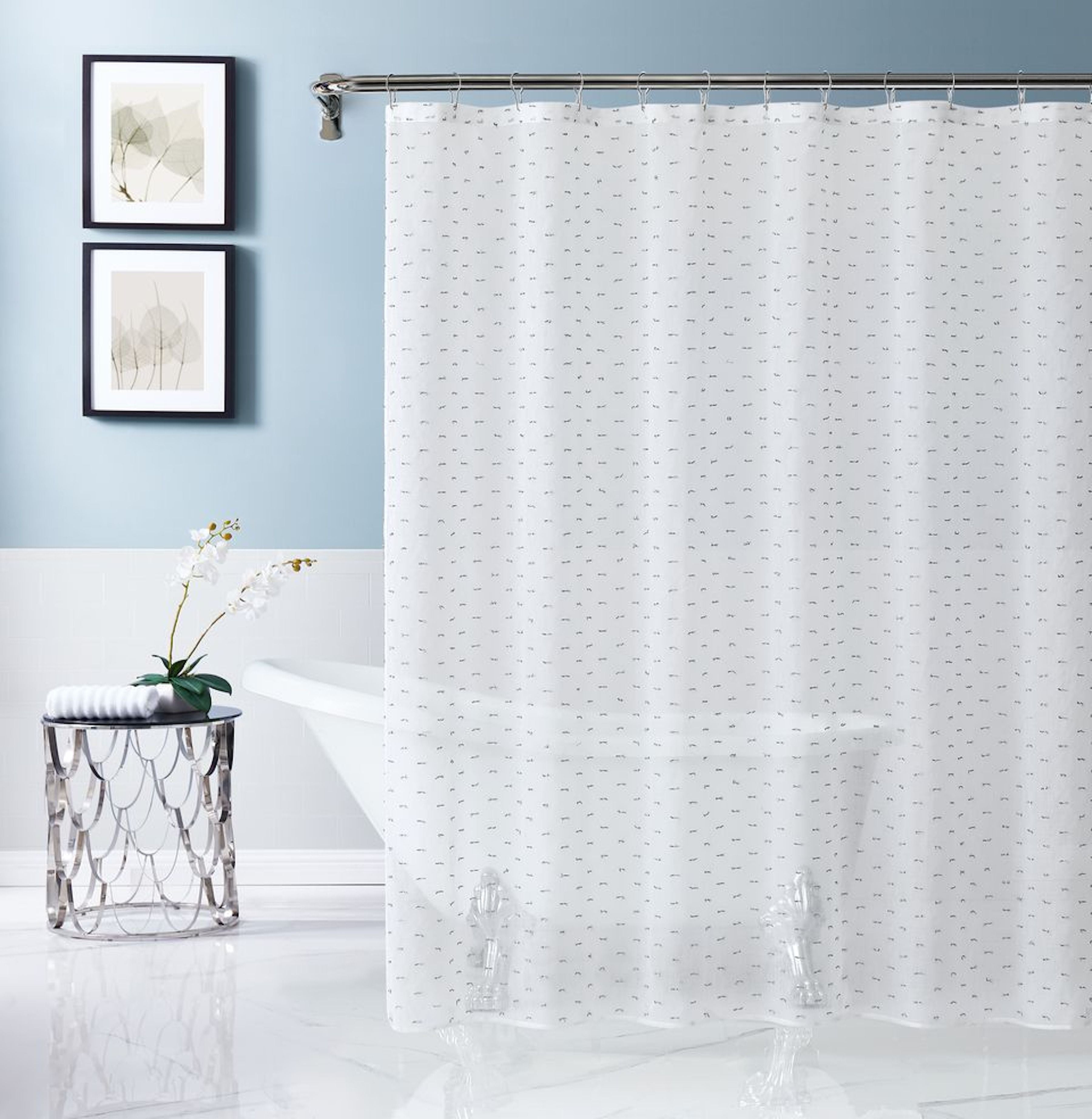  Dainty Home Sprinkles Shower Curtain - Silver - Bonton