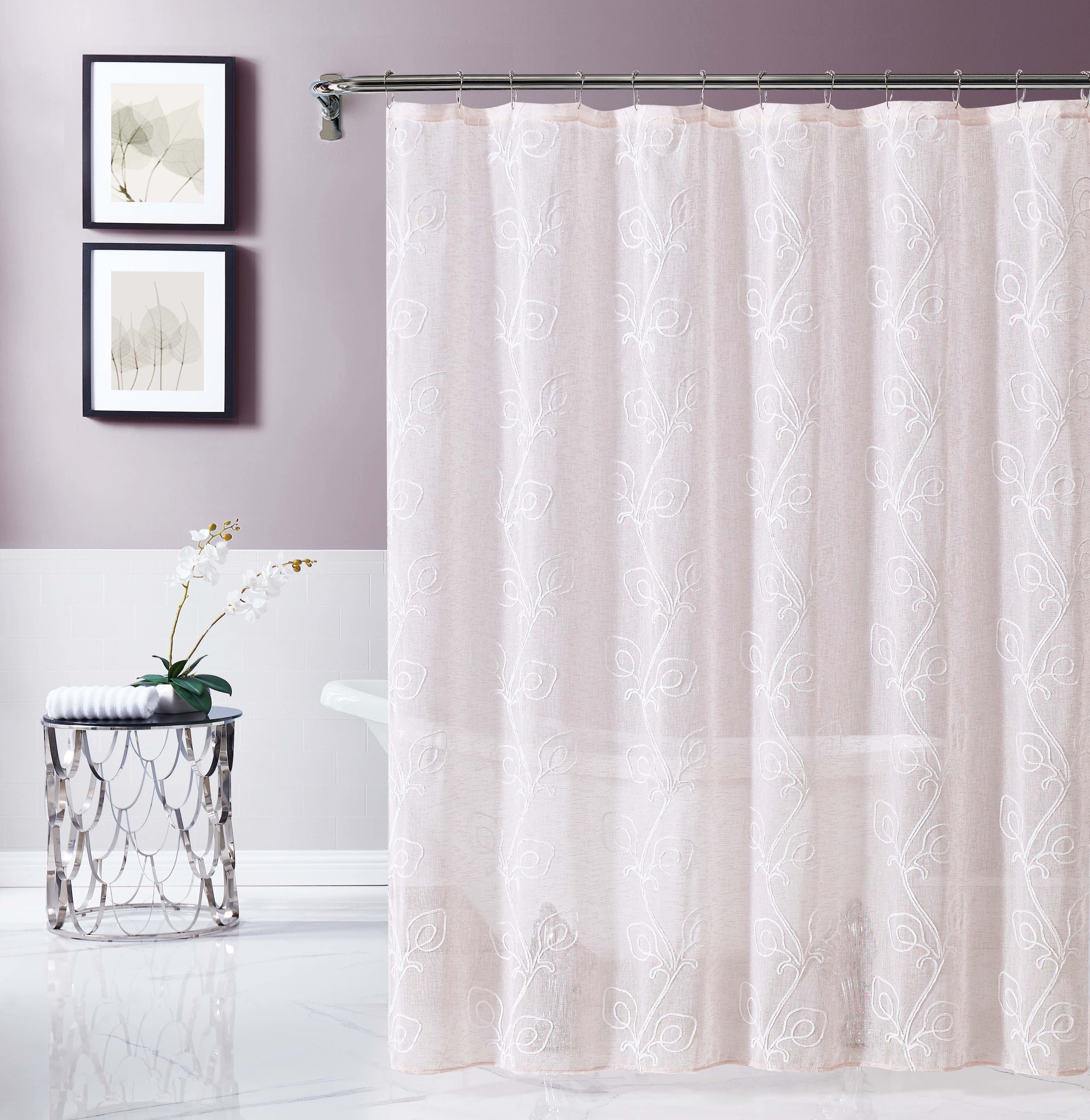  Dainty Home Stella Shower Curtain - Blush - Bonton