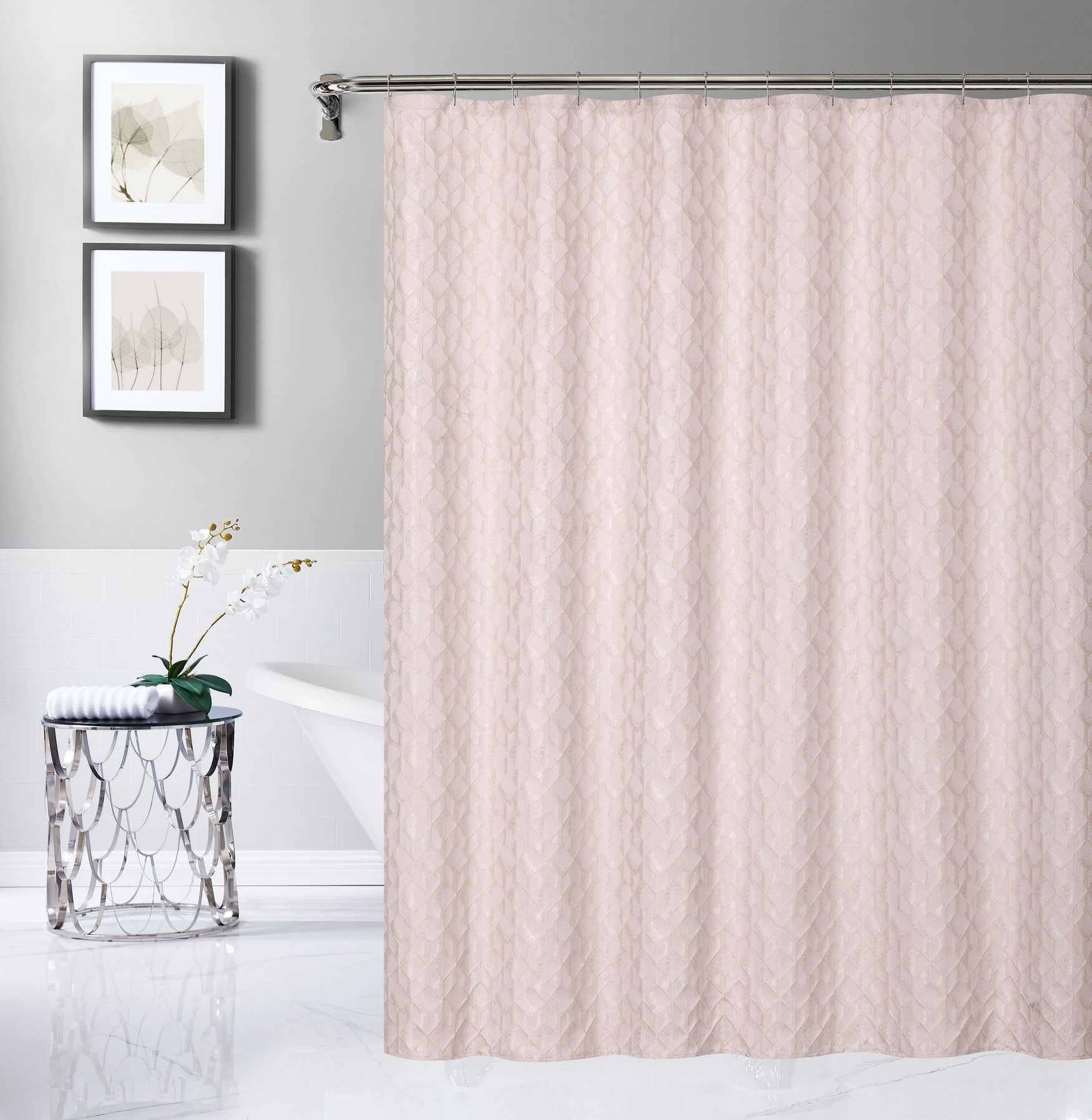  Dainty Home Topaz Shower Curtain - Blush - Bonton