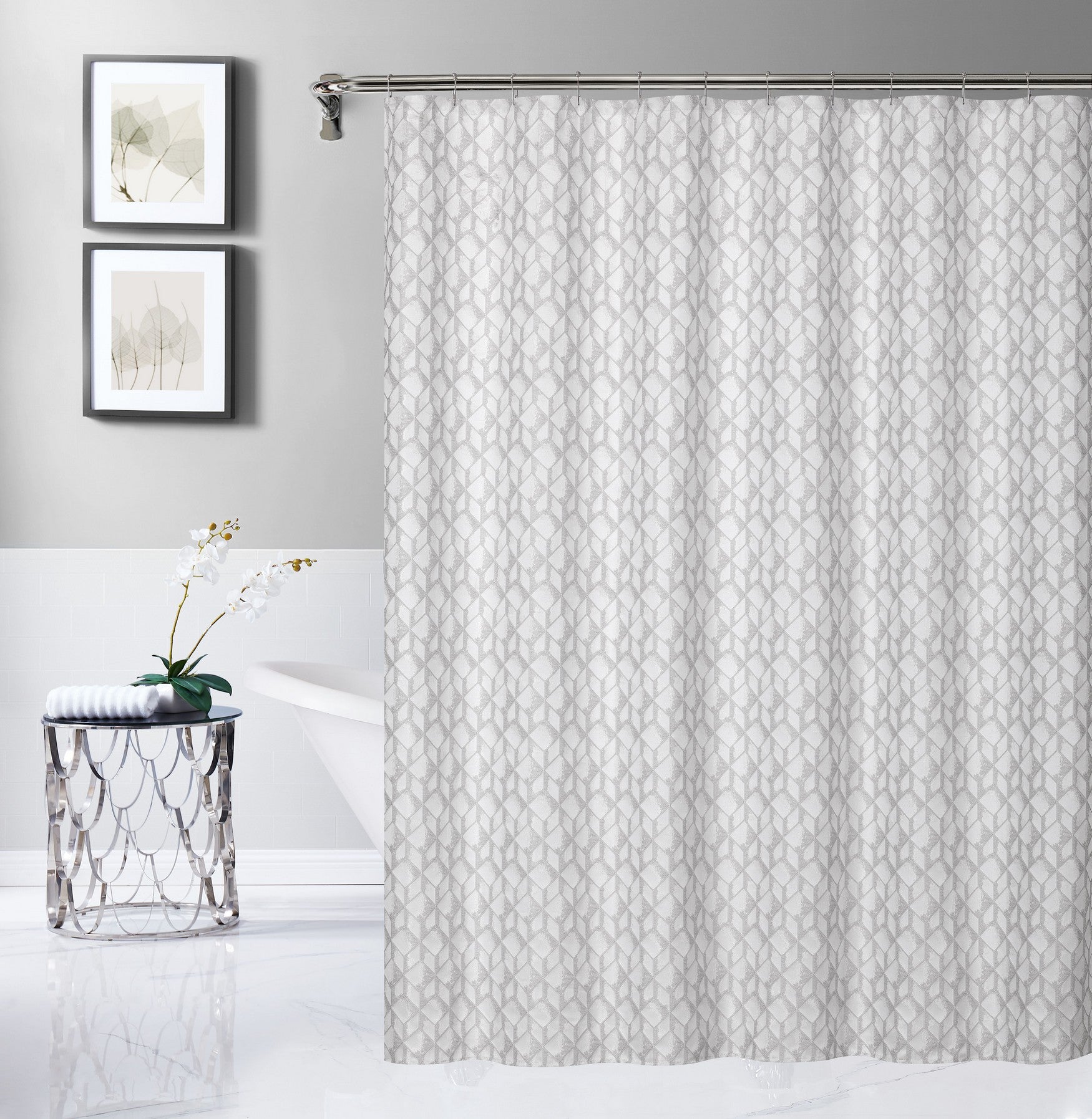  Dainty Home Topaz Shower Curtain - Silver - Bonton