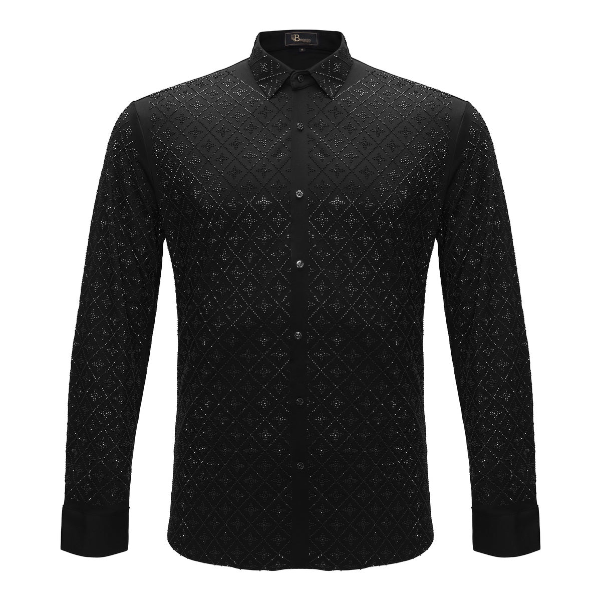  Barocco Sharp Armor Button-Up Shirt BLACK/BLACK - BLACK/BLACK - Bonton