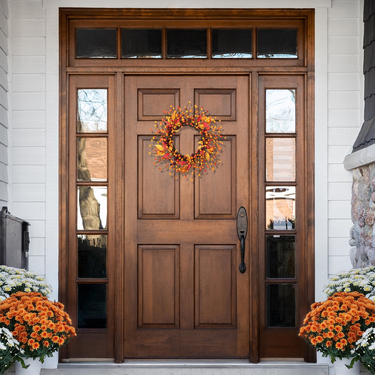  Northlight Berries and Apples Foliage Twig Artificial Thanksgiving Wreath - 18-Inch  Unlit - Default Title - Bonton