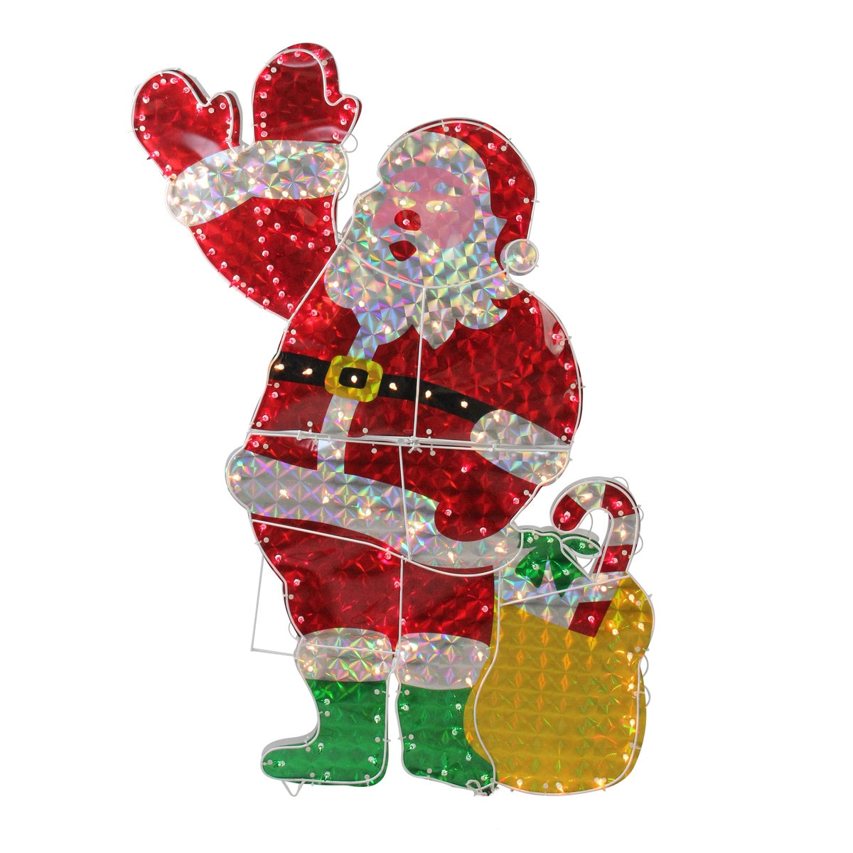  Northlight Lighted Holographic Waving Santa Claus Outdoor Christmas Decoration - 48