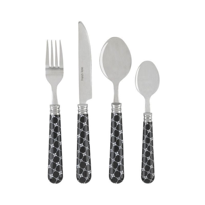  French Home Bistro Abstract Butterfly Flatware Set - Black and White - Bonton