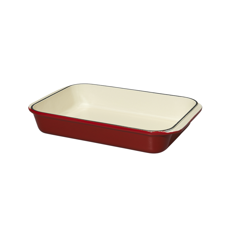  Chasseur Enameled Cast Iron Rectangular Roasting Pan - Red - Bonton