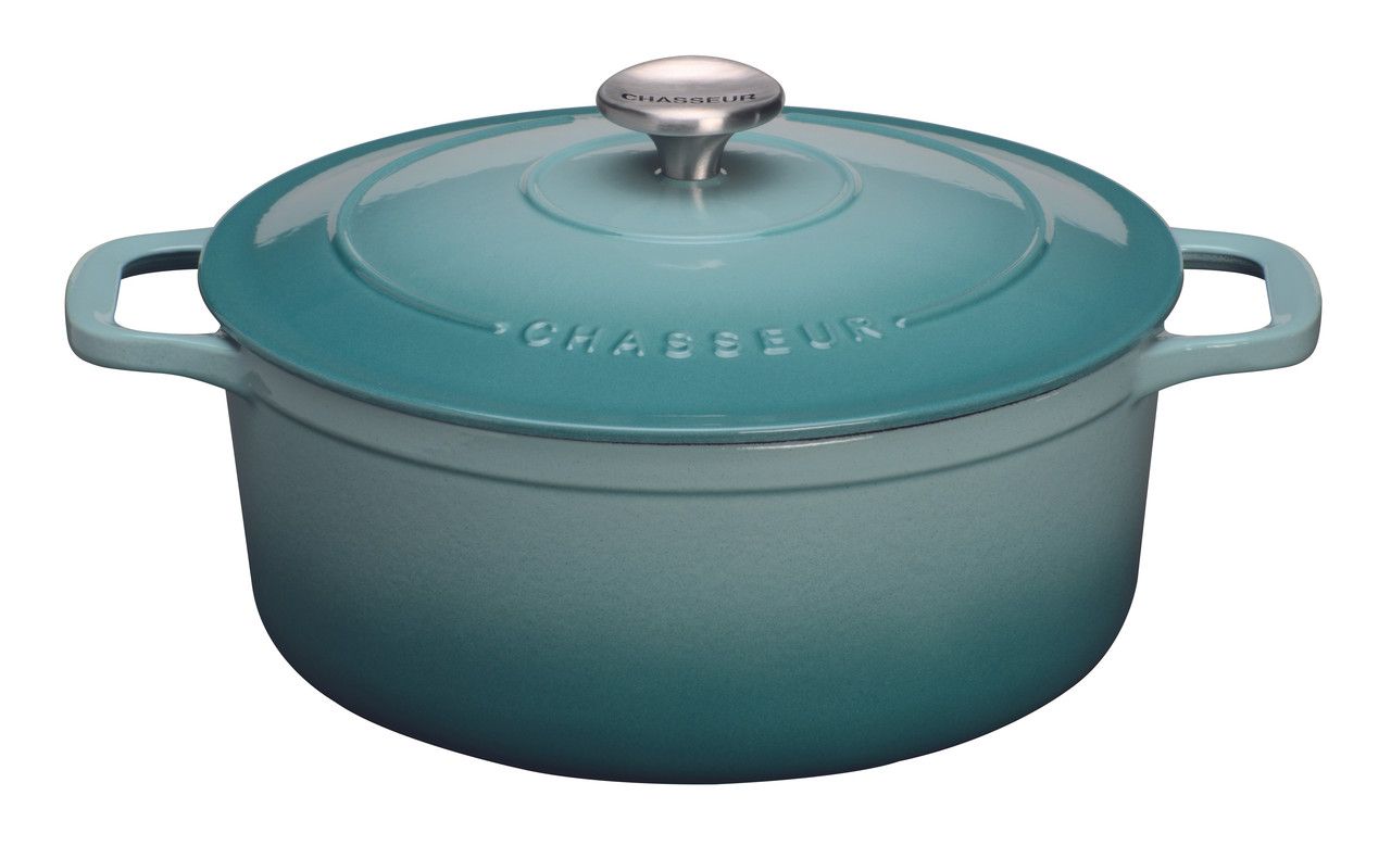  Chasseur French Enameled 4.2 Qt Cast Iron Round Dutch Oven - Quartz Blue - Bonton