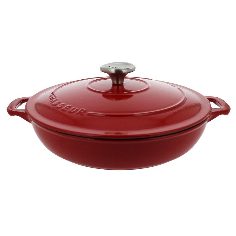  Chasseur French Enameled Cast Iron Braiser with Lid - Red - Bonton