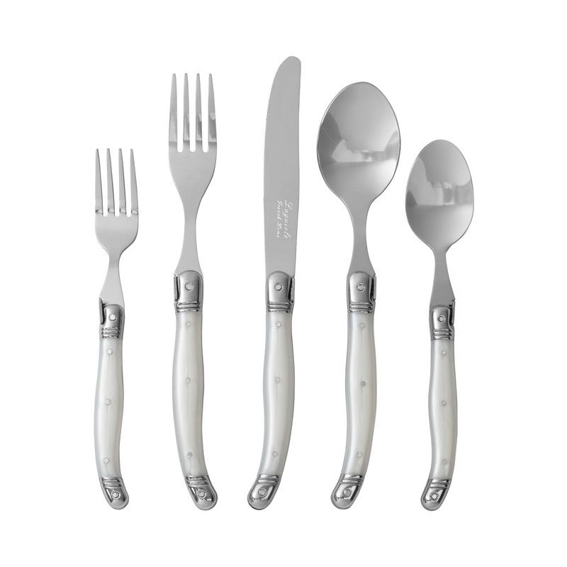  French Home Laguiole 20 Pieces Stainless Flatware Set - White - Bonton