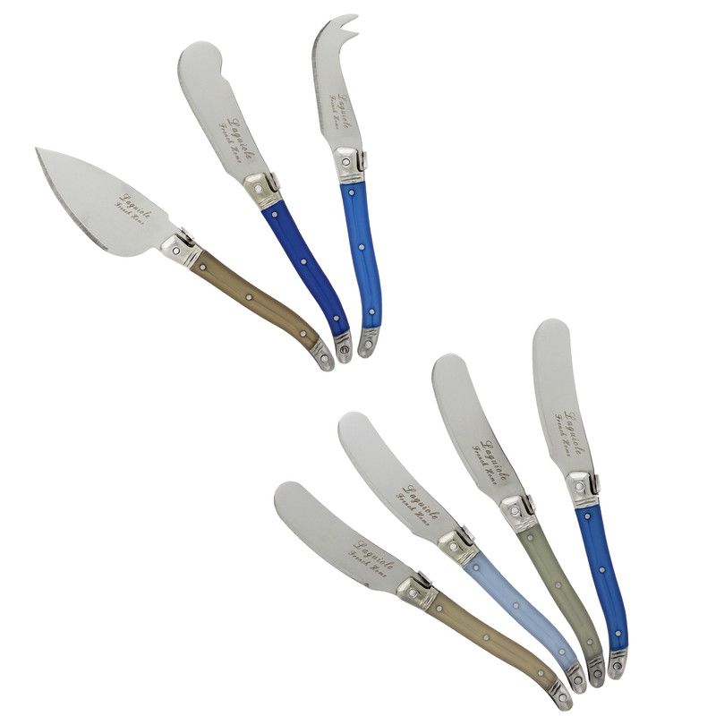  French Home Laguiole Cheese Knife & Spreader Set - Blue and Ivory - Bonton