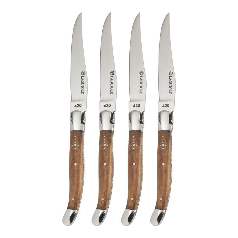  Au Nain Laguiole Olive Wood Handle Steak Knife Set - Olive Wood - Bonton