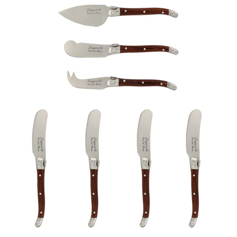  French Home Laguiole Pakkawood Cheese Knife & Spreader Set - Wood Grain - Bonton