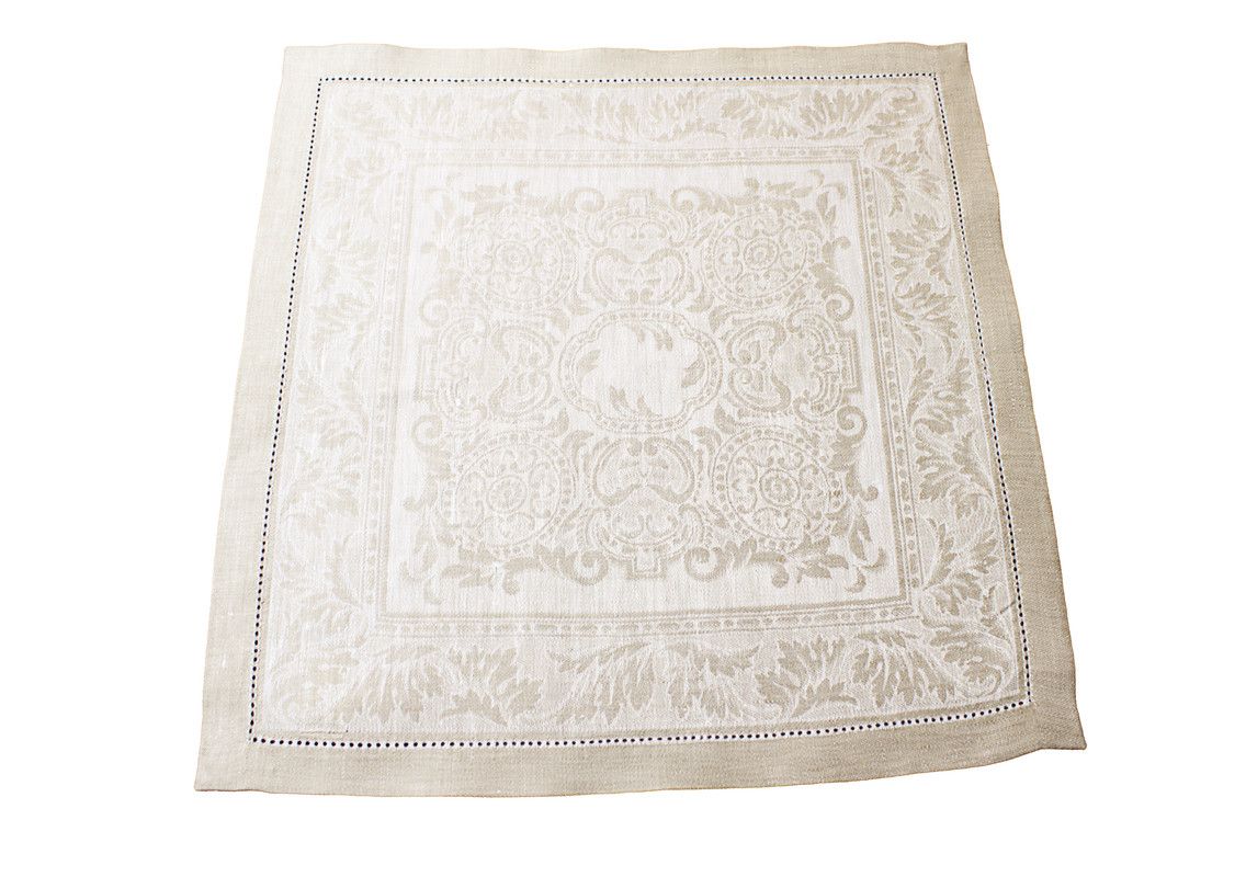  French Home Arboretum Linen Napkins Set of 6 Ivory & Taupe - Ivory and Taupe - Bonton