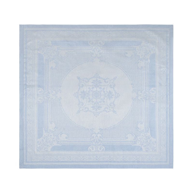  French Home Astra Linen Tablecloth - Ivory and Light Blue - Bonton