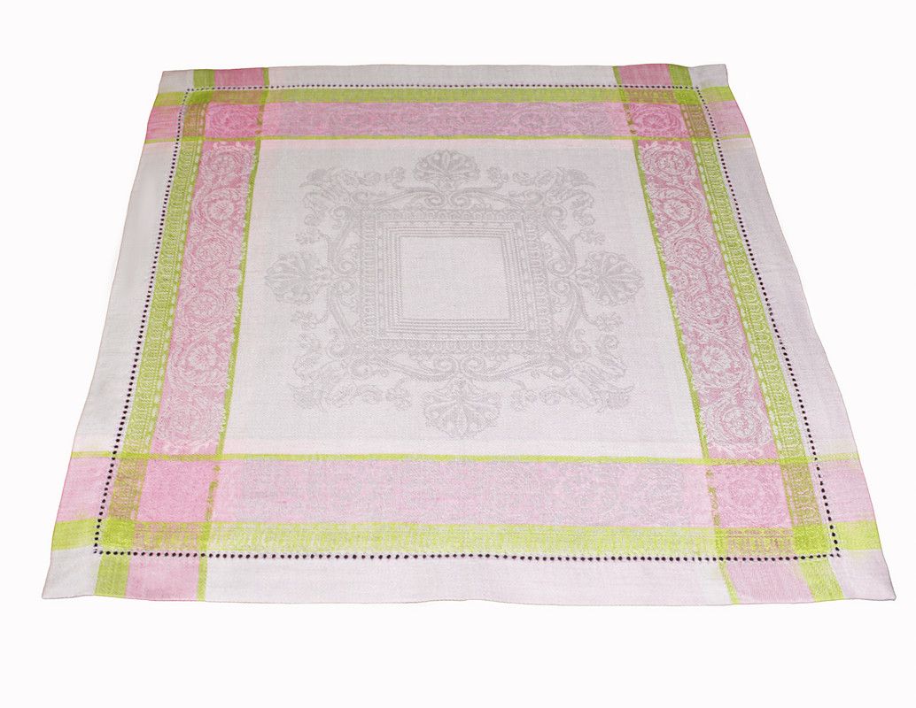  French Home Cleopatra Linen Napkins Set of 6 Pink - Chartreuse/Rose/Pale Lavender - Bonton