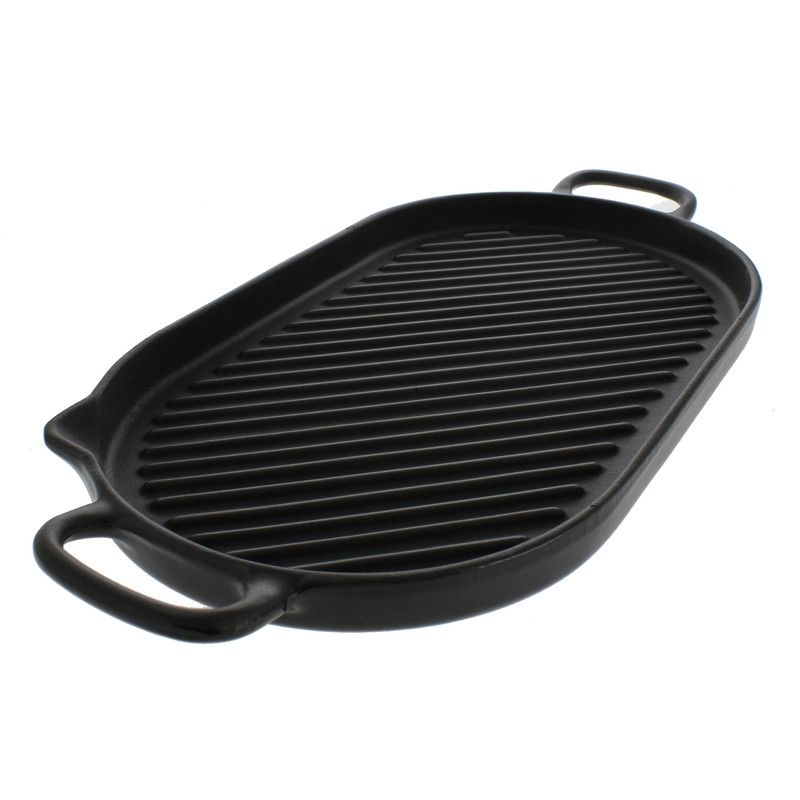  Chasseur Oval Cast Iron Grill Pan - Black - Bonton