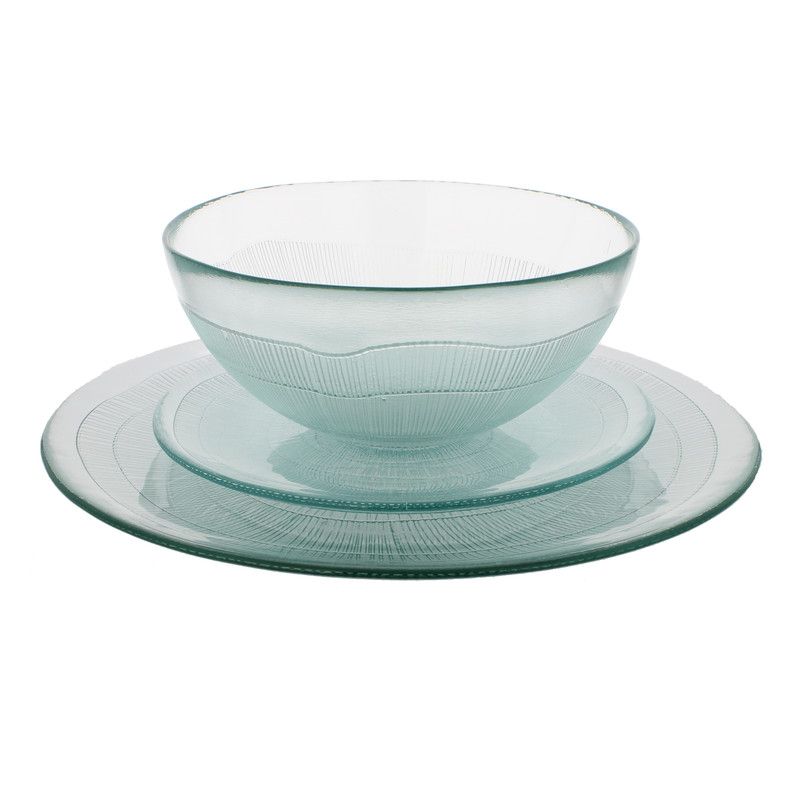  French Home Recycled Glass Birch Dinnerware Set - Clear - Bonton