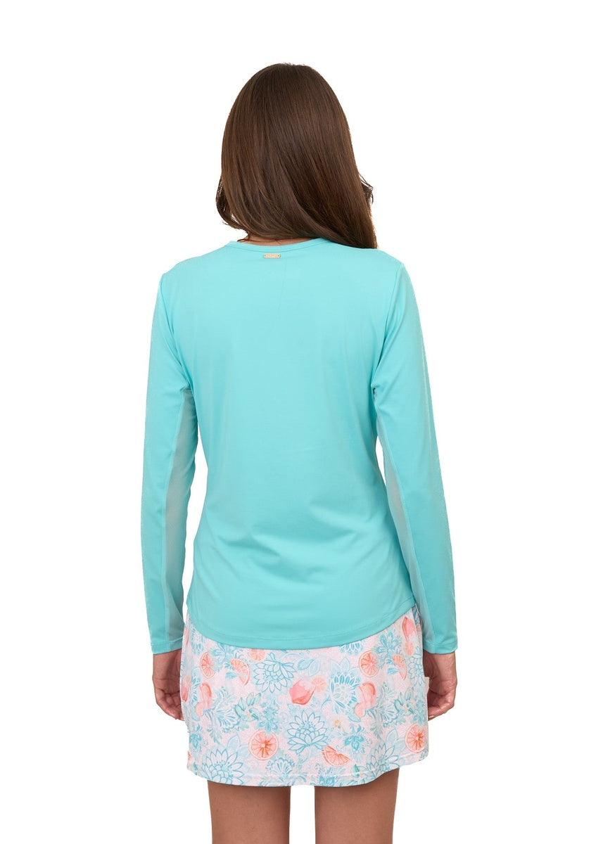  Cabana Life Aqua Long Sleeve Performance Top - XS - Bonton