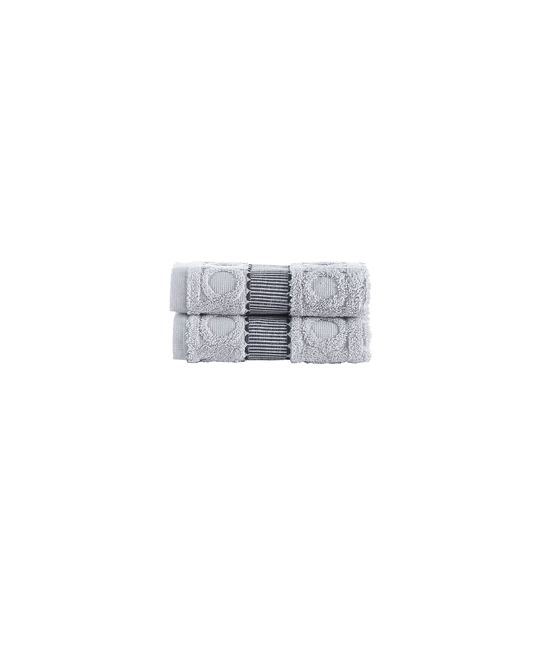  Brooks Brothers Circle in Square 2 Piece Wash Towel Set - Silver - Bonton