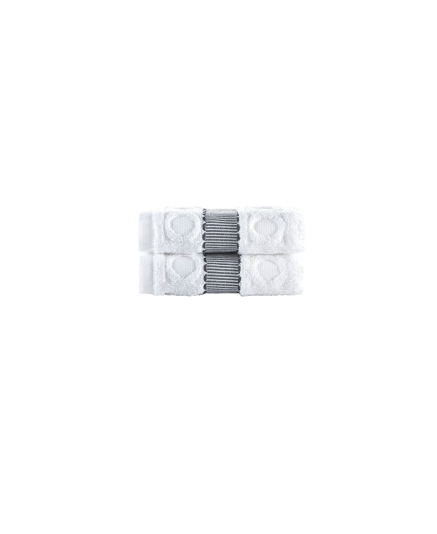  Brooks Brothers Circle in Square 2 Piece Wash Towel Set - White - Bonton