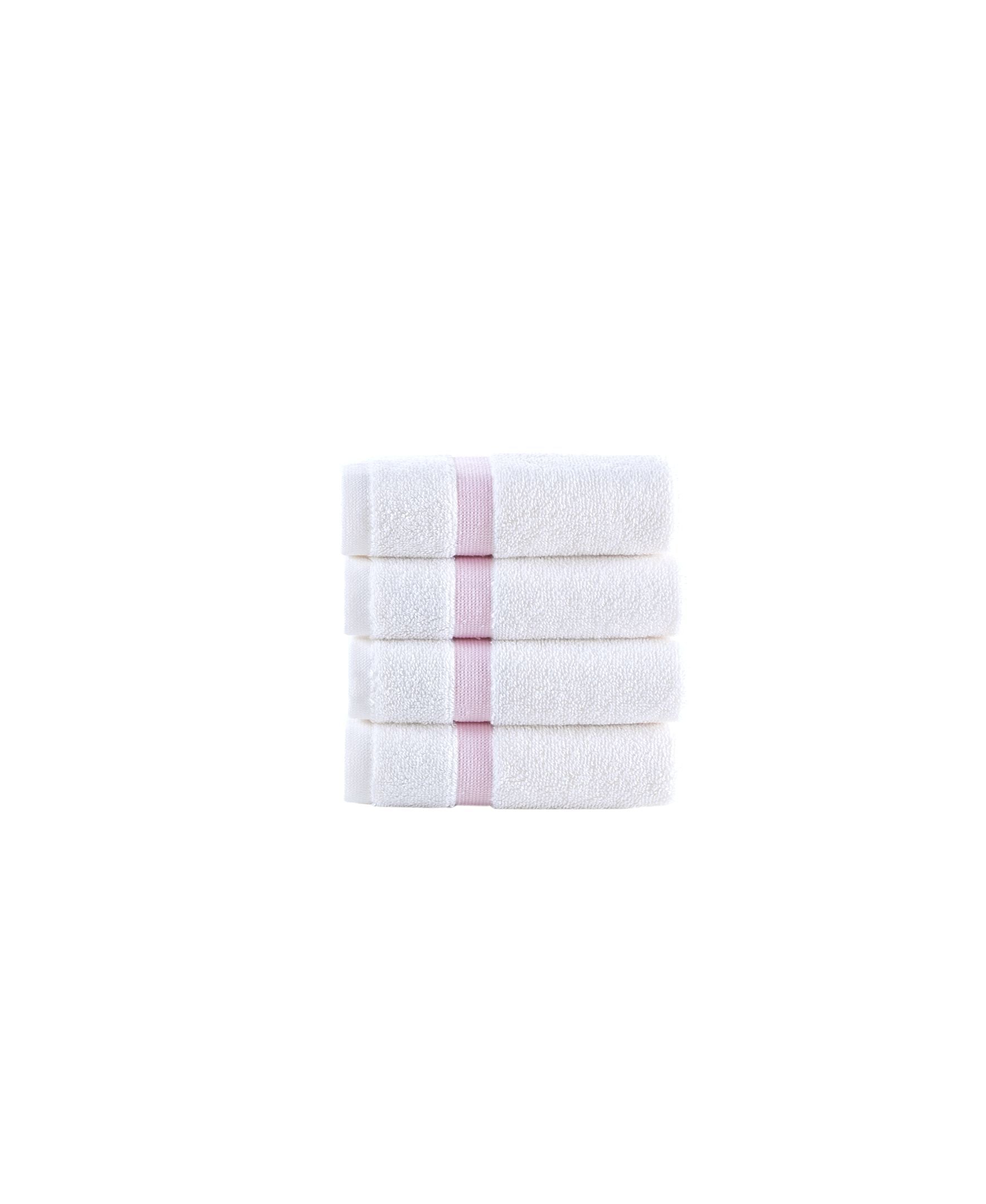  Brooks Brothers Contrast Border 4 Piece Wash Towel Set - Pink - Bonton