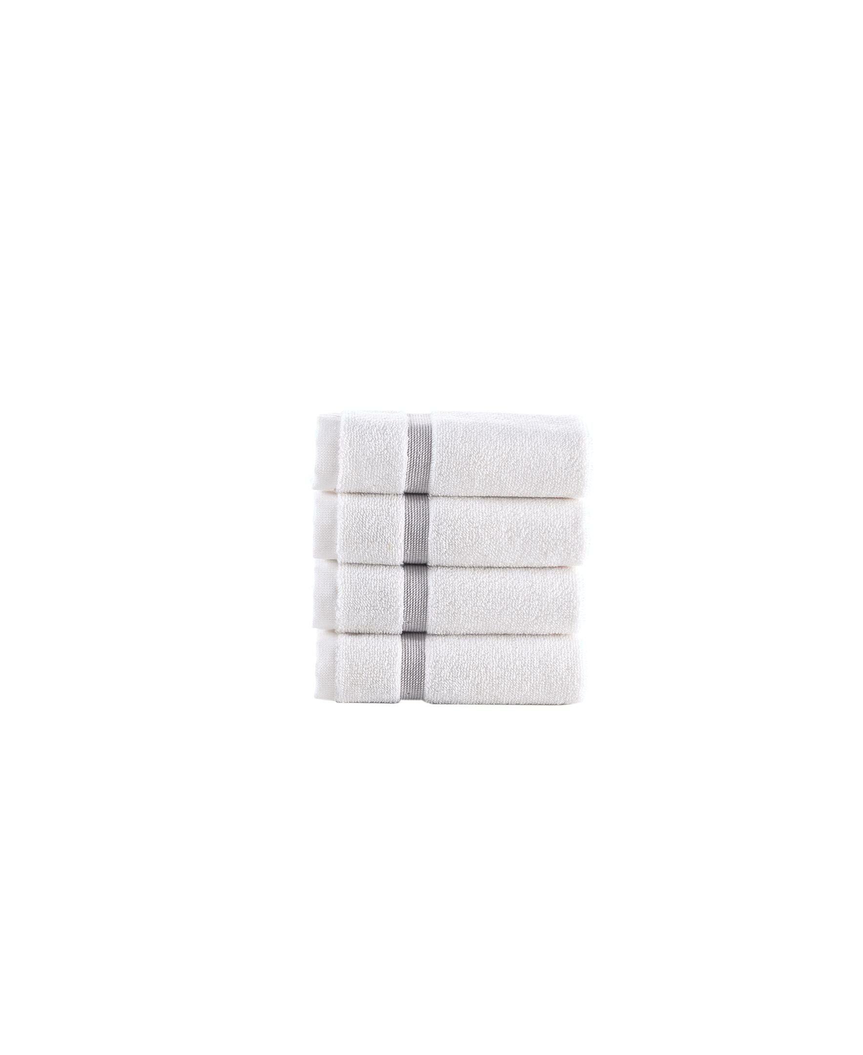  Brooks Brothers Contrast Border 4 Piece Wash Towel Set - Taupe - Bonton