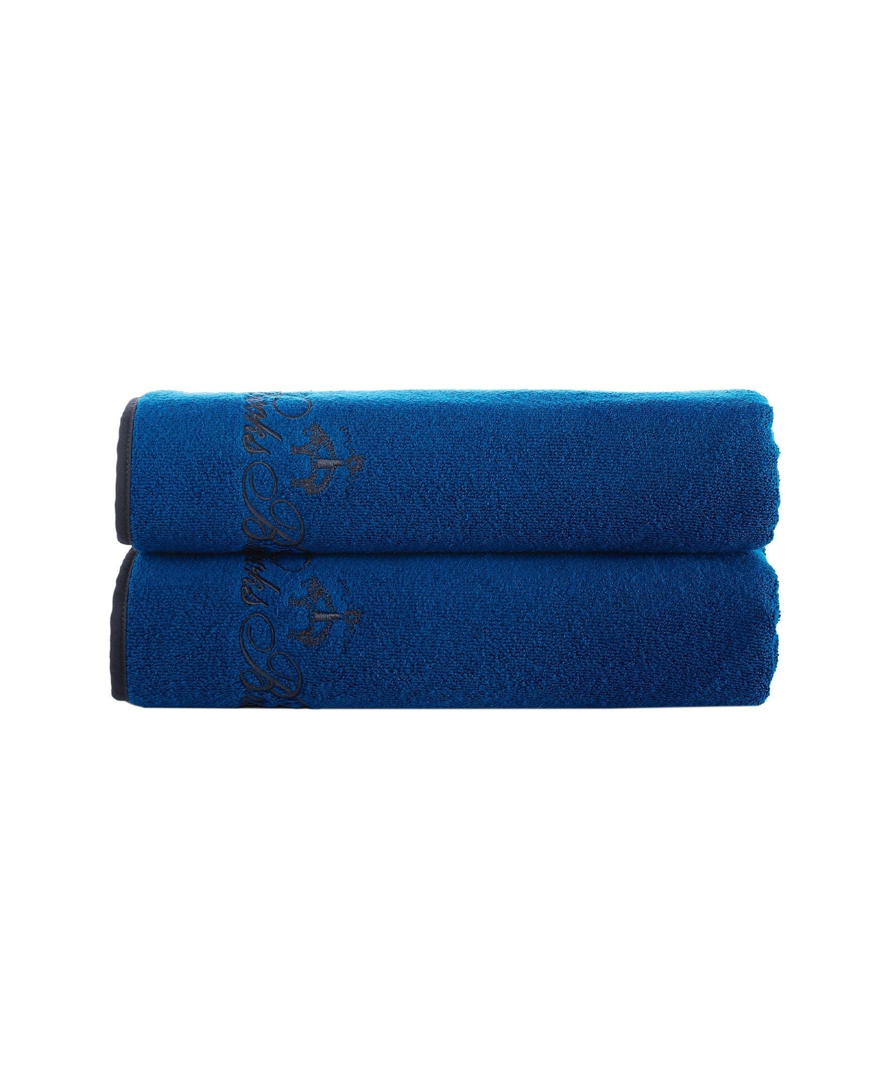  Brooks Brothers Contrast Frame Bath Towel 2 Piece Set - Royal Blue - Bonton