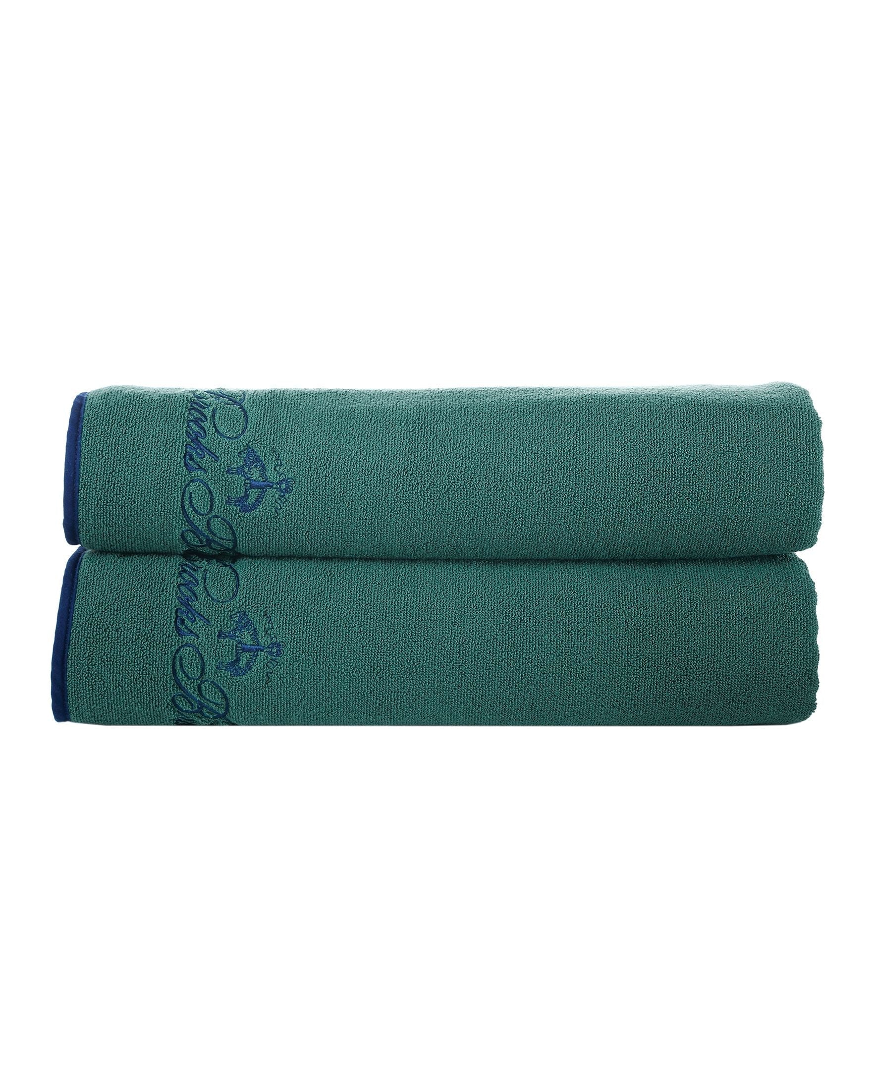  Brooks Brothers Contrast Frame Bath Sheet 2 Piece Set - Deep Jungle - Bonton