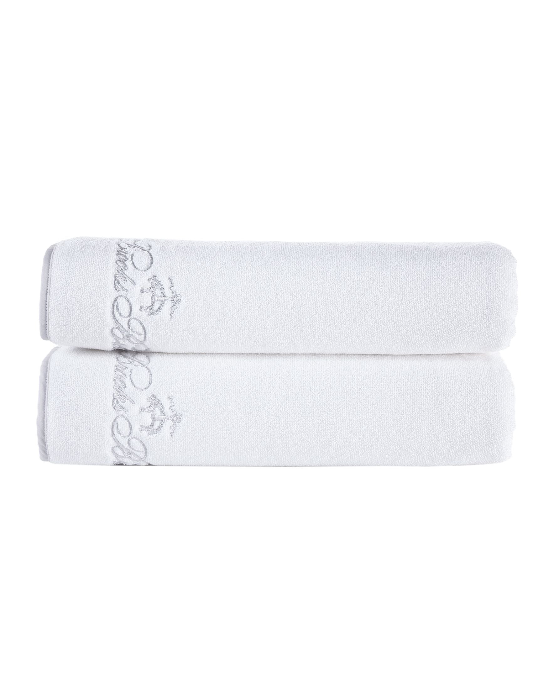  Brooks Brothers Contrast Frame Bath Sheet 2 Piece Set - White - Bonton