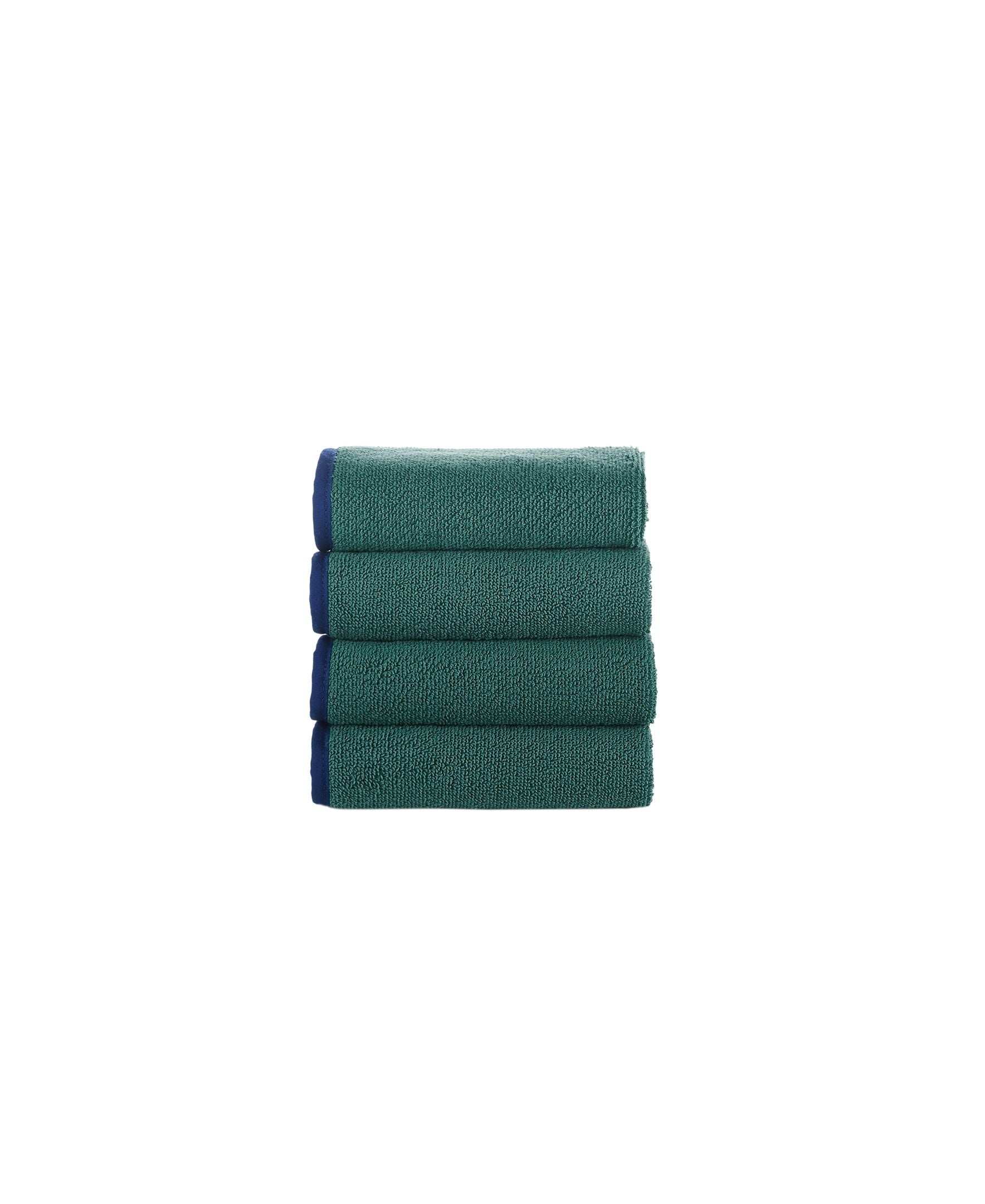  Brooks Brothers Contrast Frame 4 Piece Wash Towel Set - Deep Jungle - Bonton