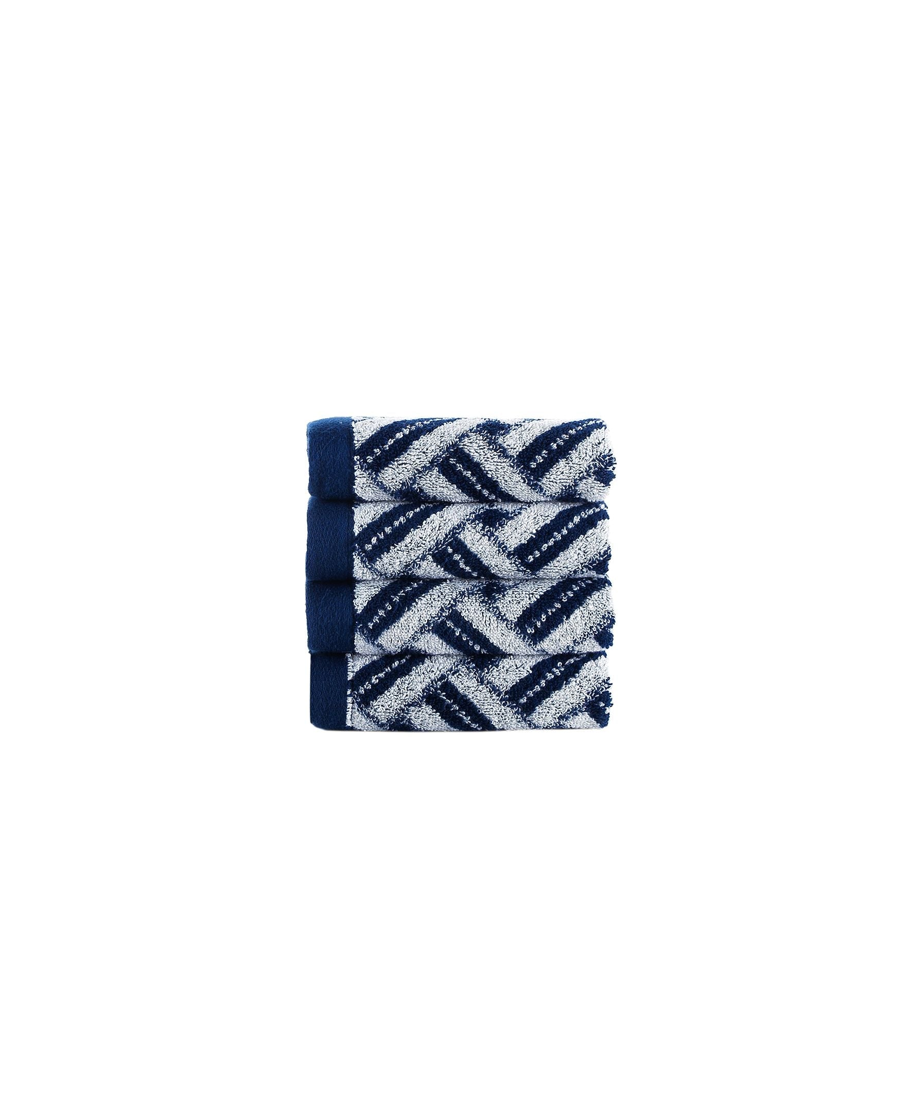  Brooks Brothers Criss Cross Stripe 4 Piece Wash Towel Set - Navy - Bonton