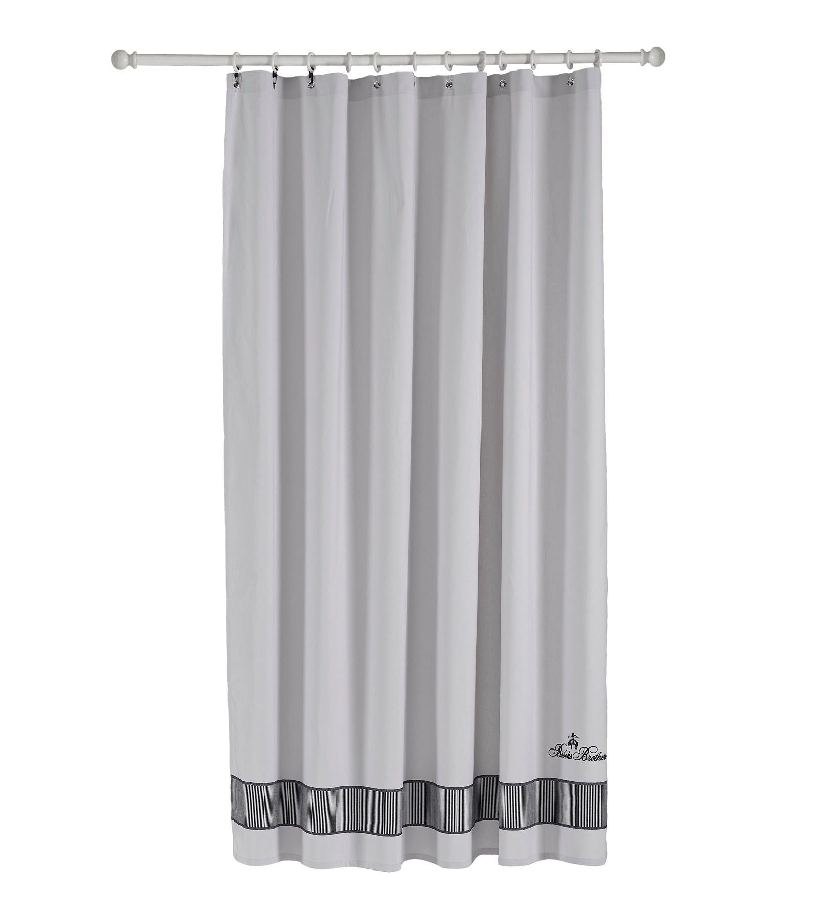  Brooks Brothers Fancy Border Shower Curtains - Silver - Bonton