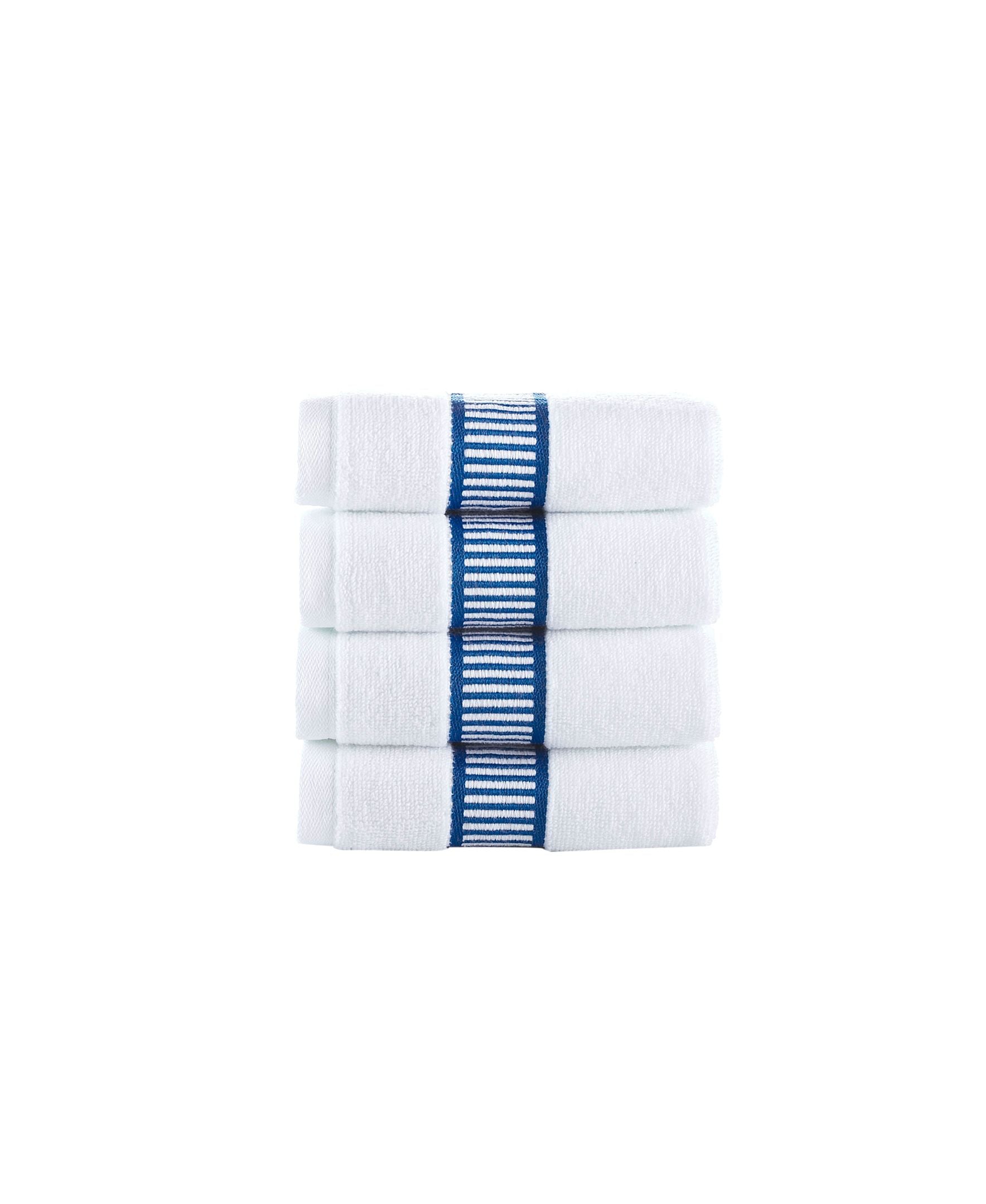  Brooks Brothers Fancy Border 4 Piece Wash Towel Set - Royal Blue - Bonton