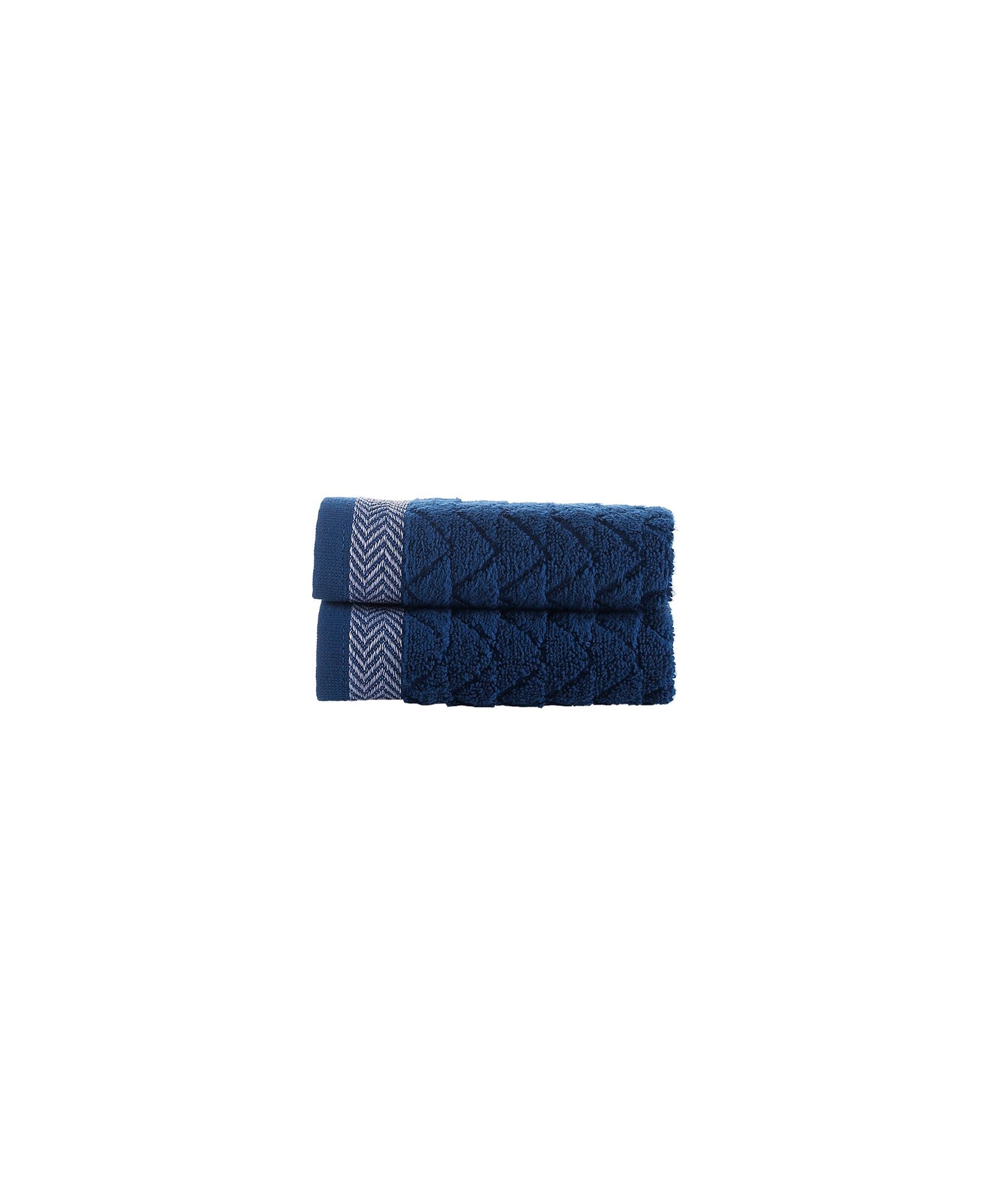  Brooks Brothers Herringbone 2 Piece Wash Towel Set - Navy - Bonton