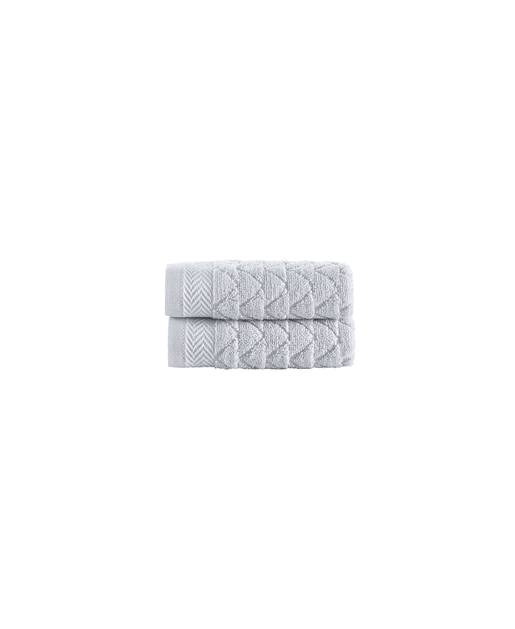  Brooks Brothers Herringbone 2 Piece Wash Towel Set - Silver - Bonton